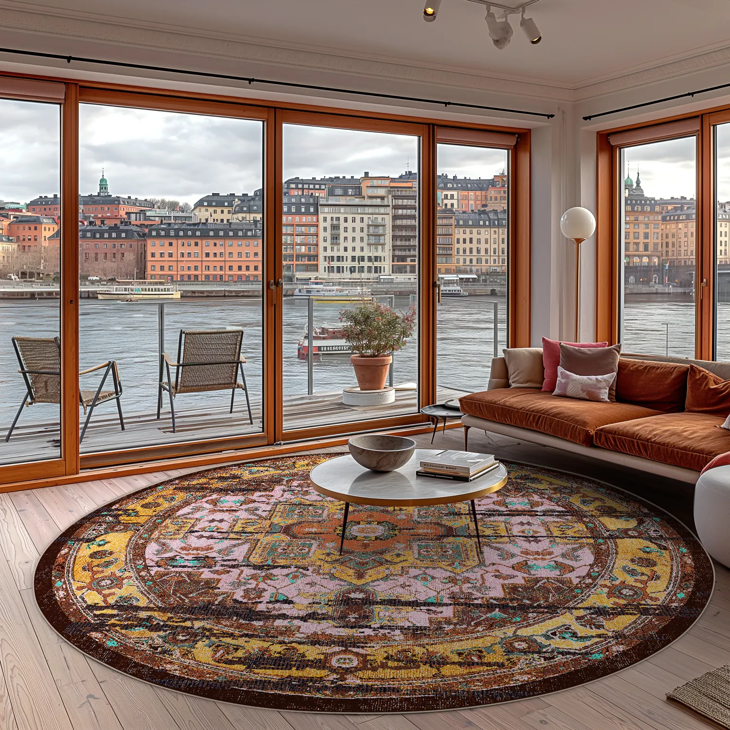 Rond vloerkleed - Darnah (geel/multi)