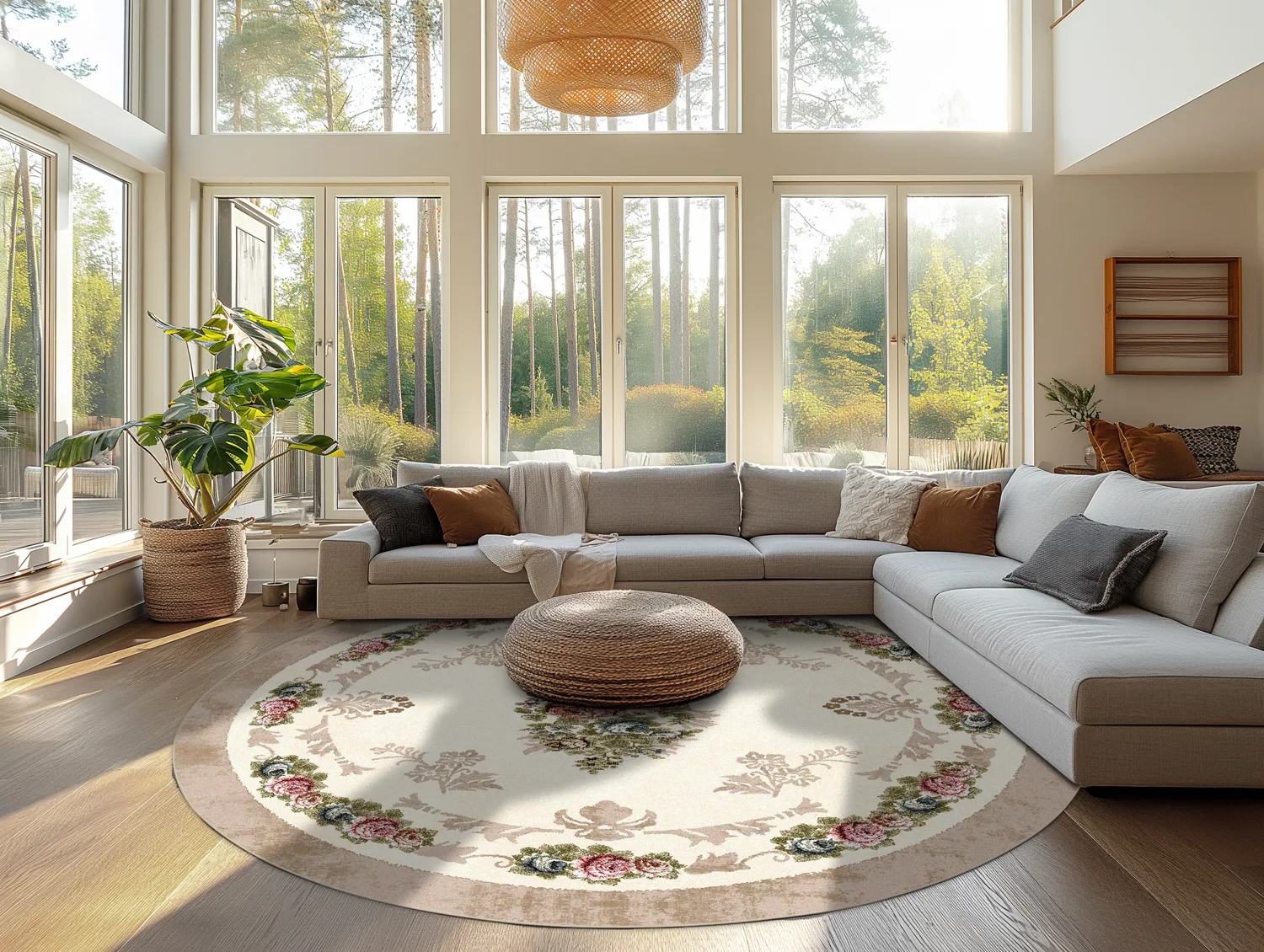 Rond vloerkleed - Delpha (beige/multi)