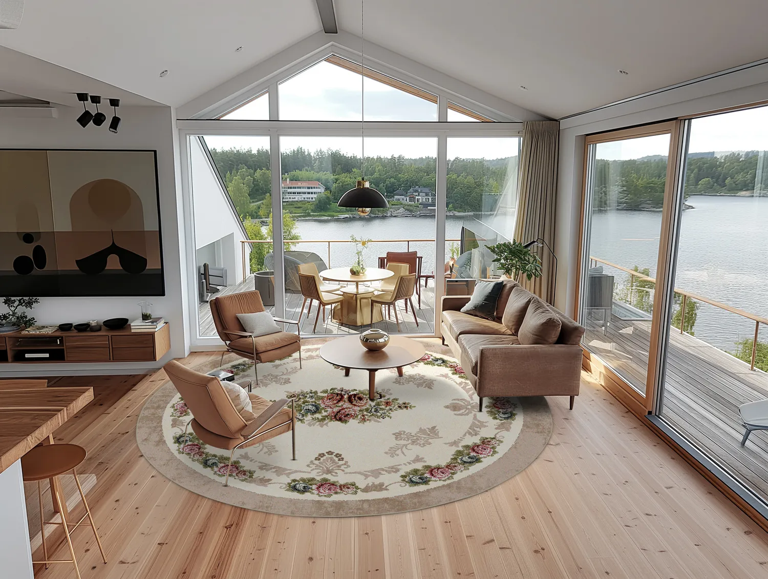 Rond vloerkleed - Delpha (beige/multi)