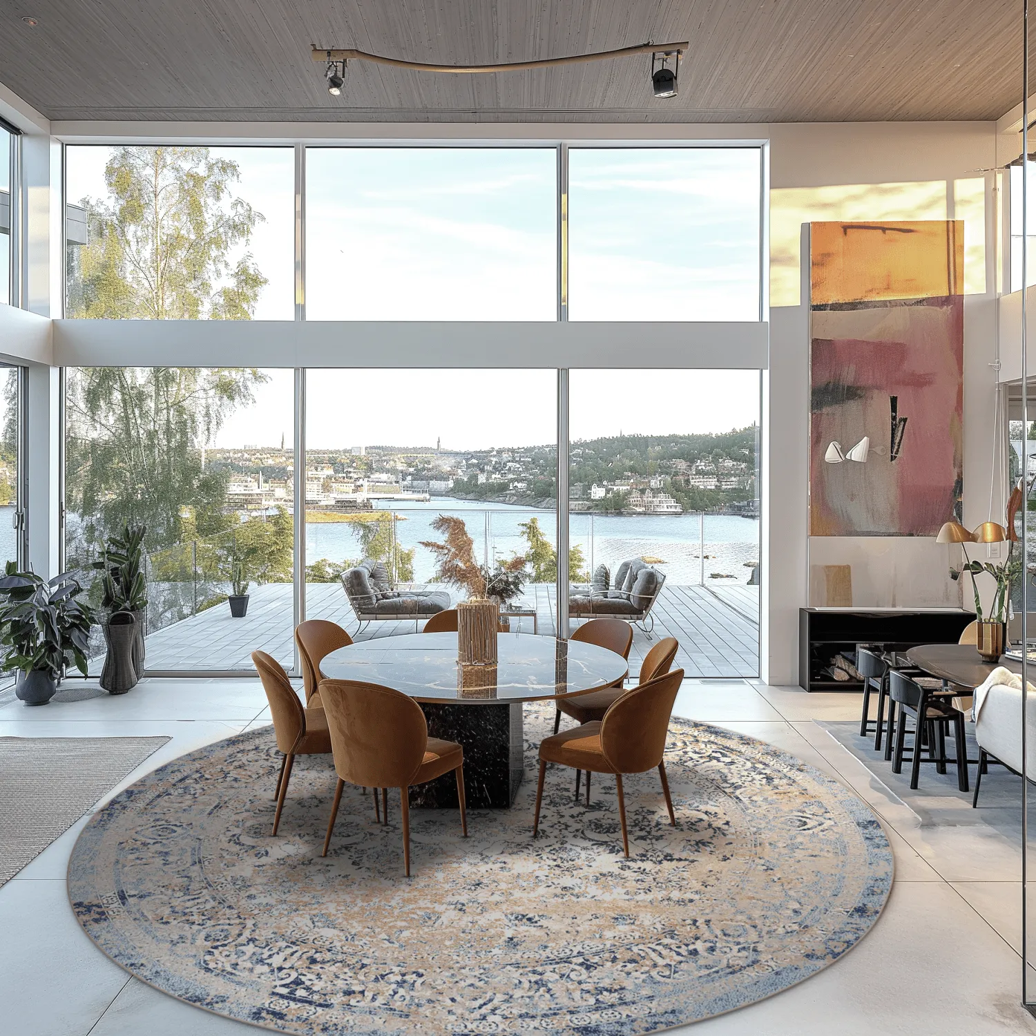 Rond vloerkleed - Denizli (blauw)