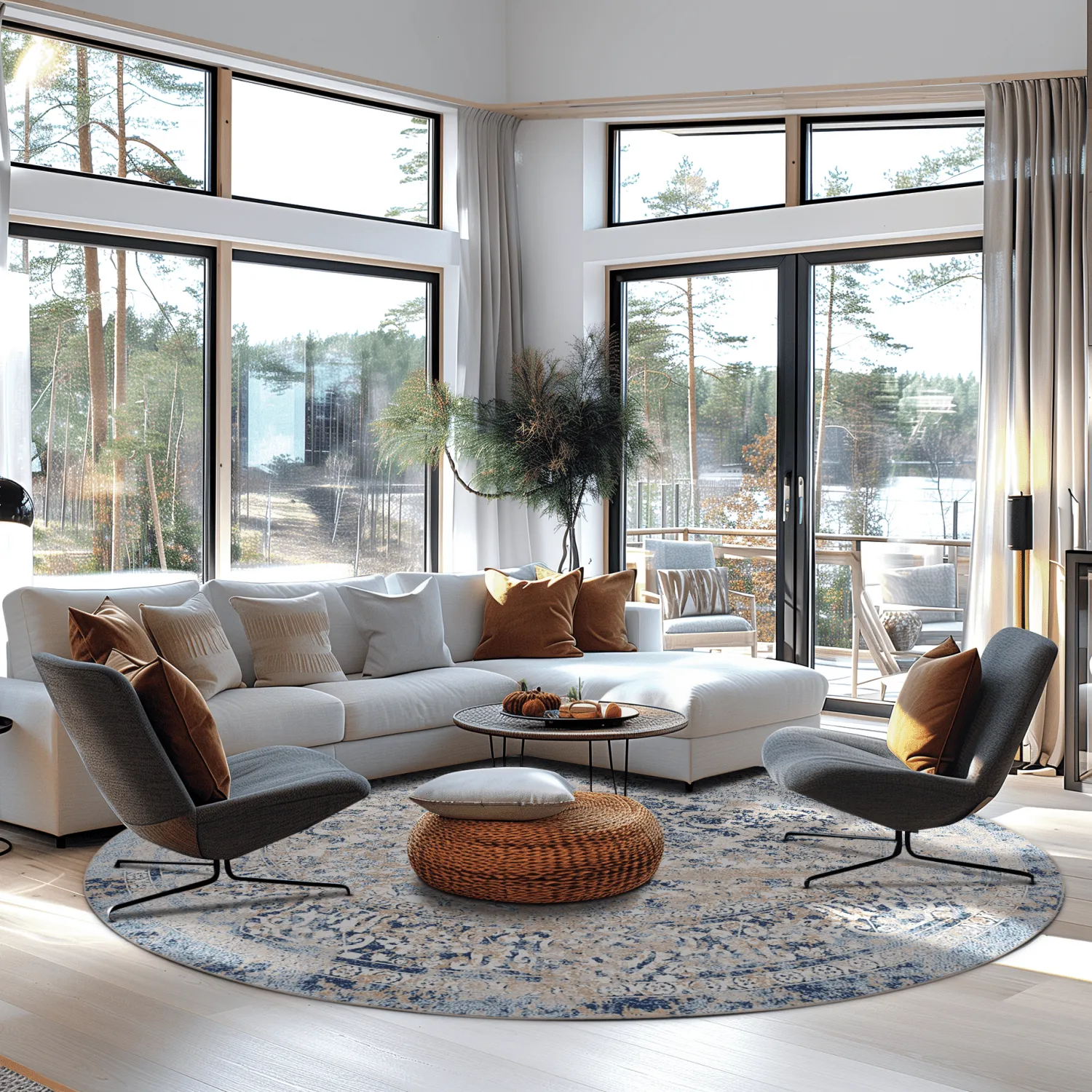 Rond vloerkleed - Denizli (blauw)