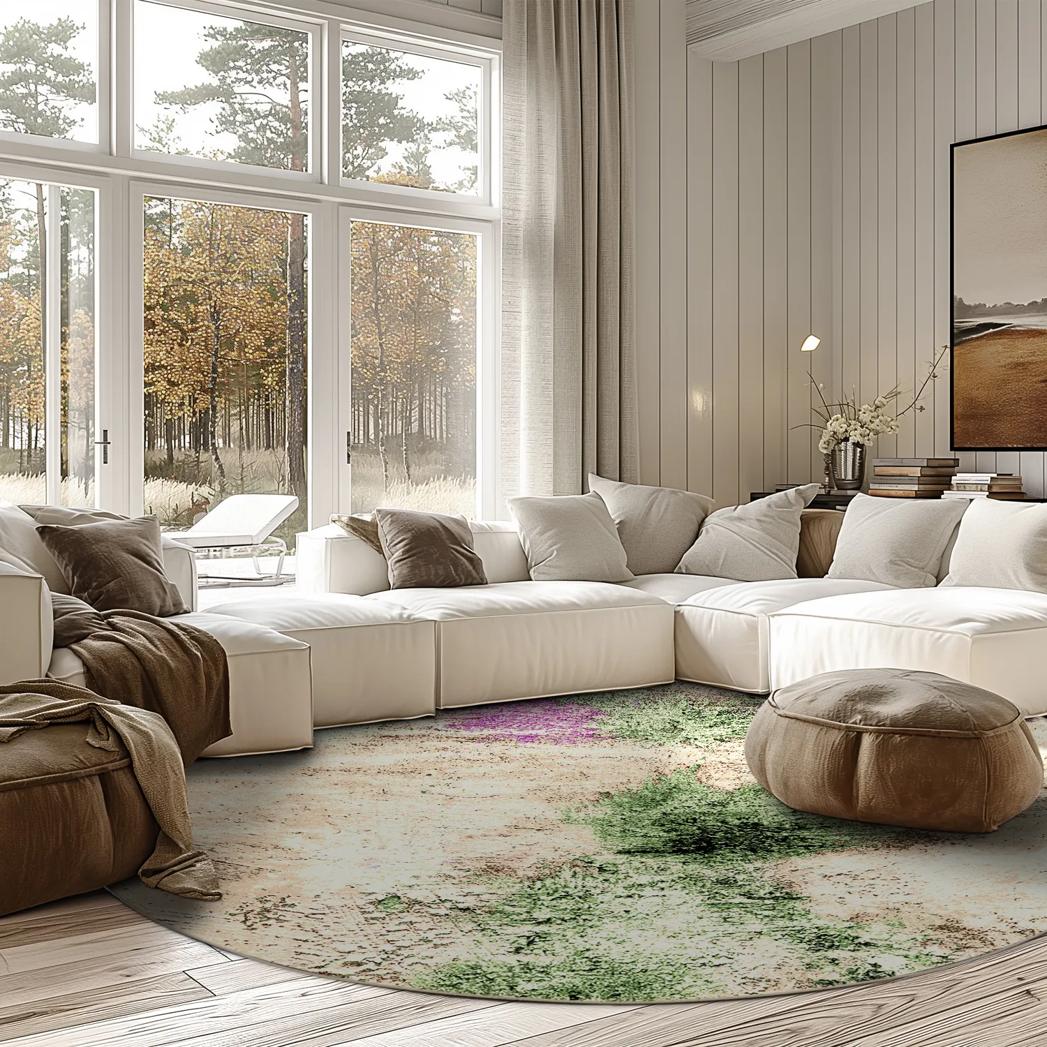 Rond vloerkleed - Dimos (beige/multi)