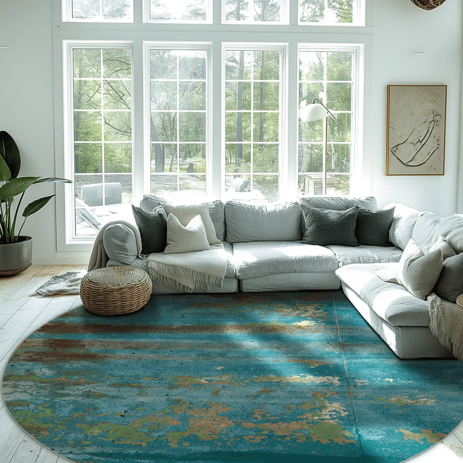 Rond vloerkleed - Domont (turkoois)
