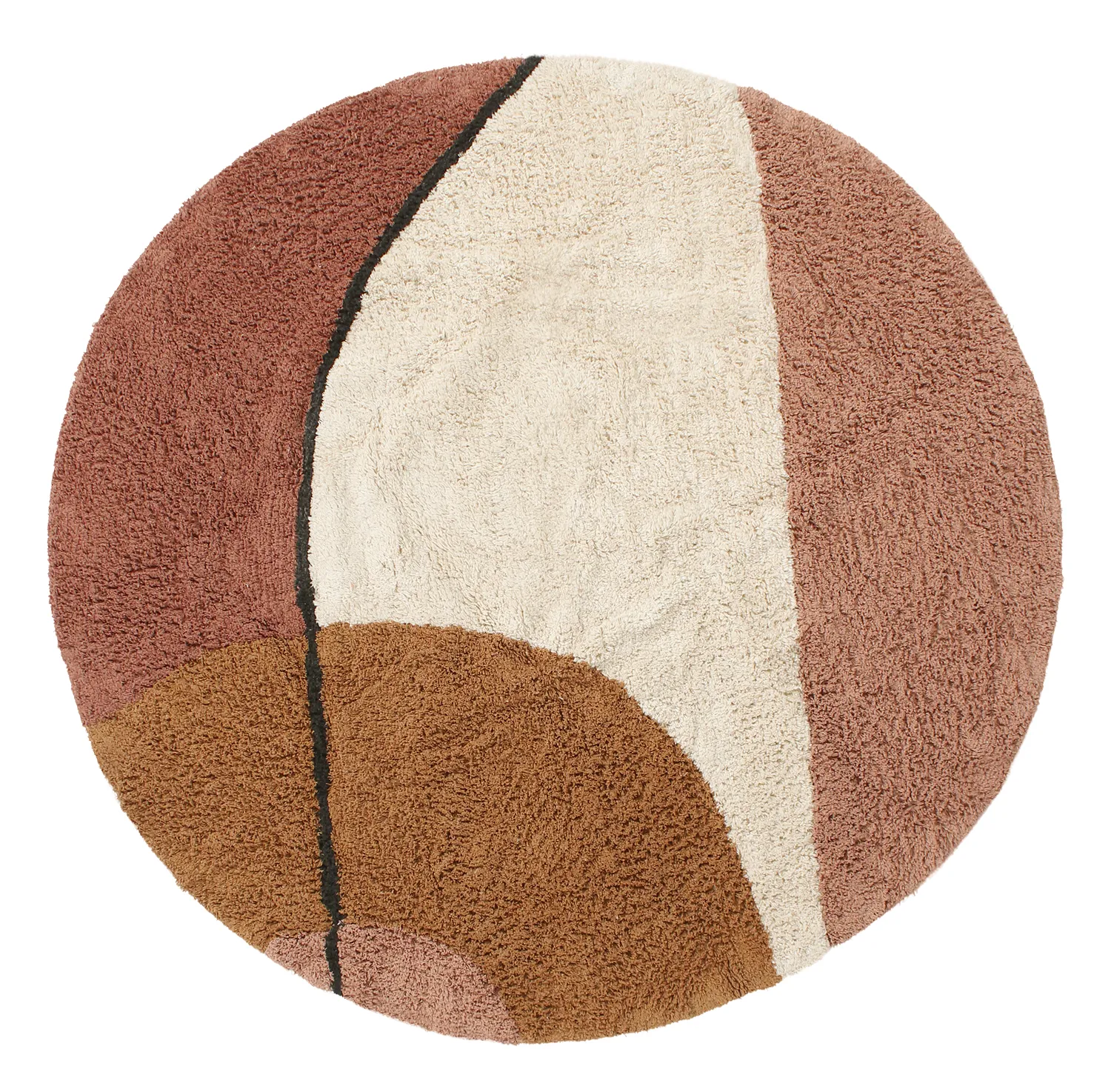 Ronde vloerkleden - Donostia Natural Cotton Shaggy (multi)