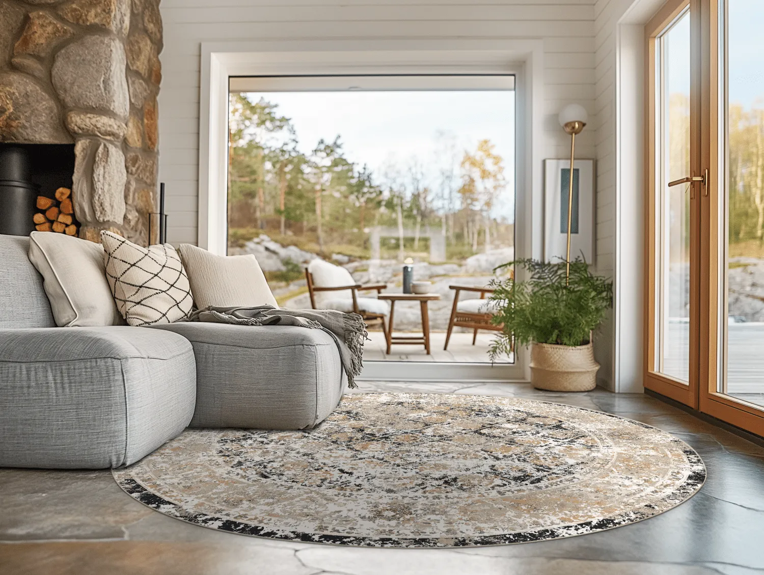 Rond vloerkleed - Douz (zwart/multi)