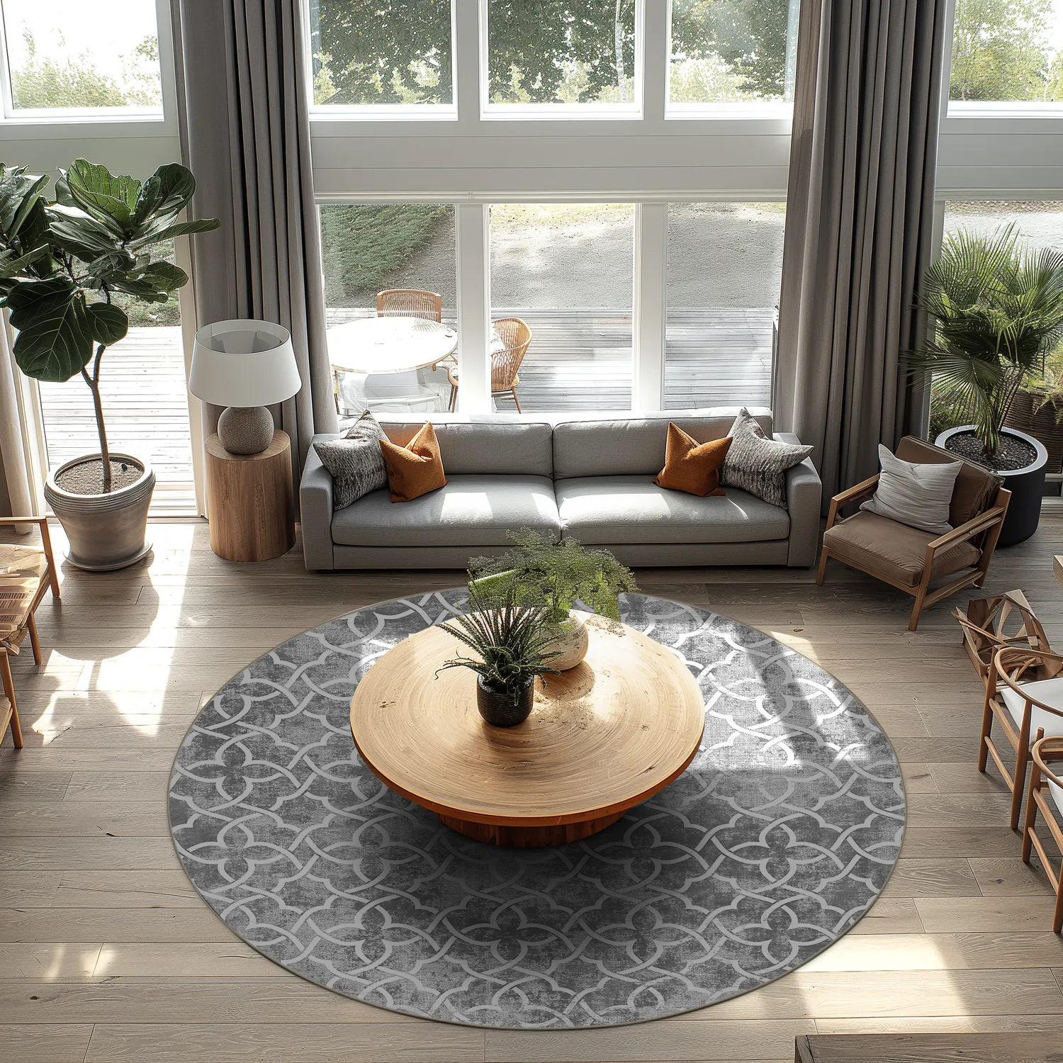 Rond vloerkleed - Draham (grijs)