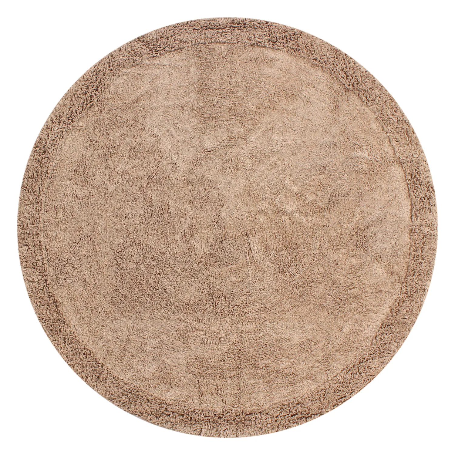 Ronde vloerkleden - Ebba Natural Cotton Shaggy (bruin)