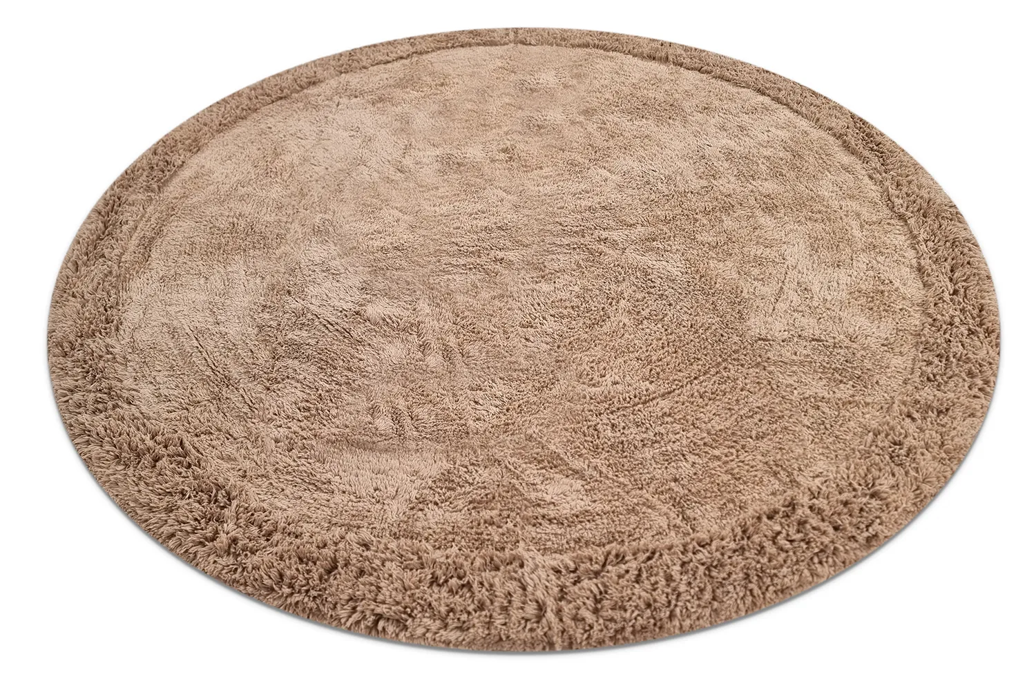 Ronde vloerkleden - Ebba Natural Cotton Shaggy (bruin)