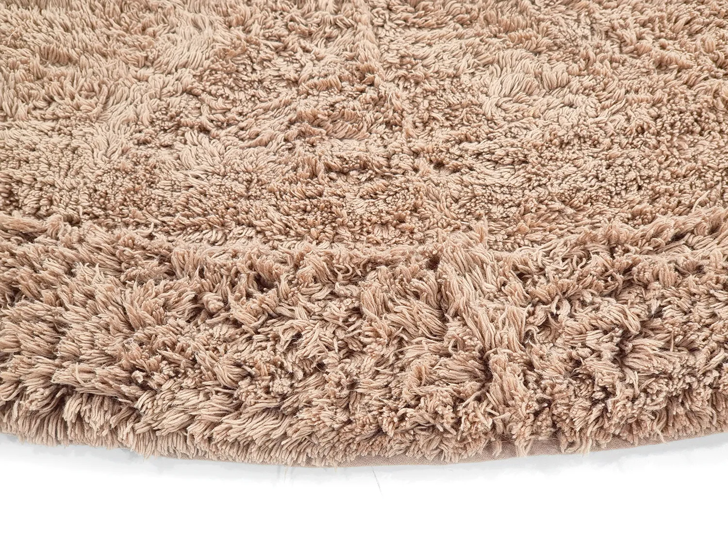 Ronde vloerkleden - Ebba Natural Cotton Shaggy (bruin)