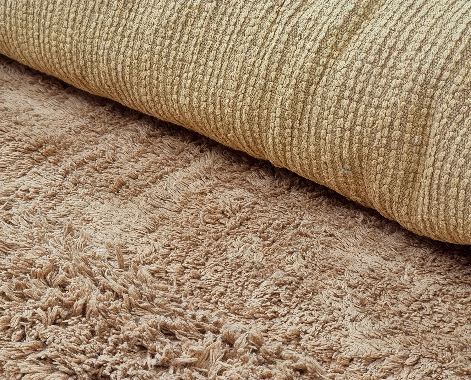 Ronde vloerkleden - Ebba Natural Cotton Shaggy (bruin)