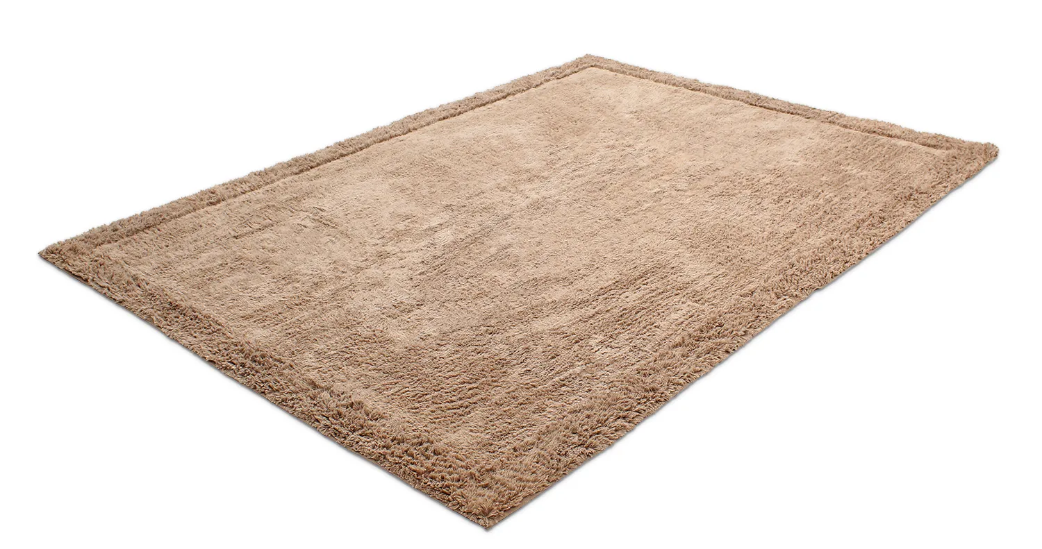 Hoogpolig vloerkleed - Ebba Natural Cotton Shaggy (bruin)