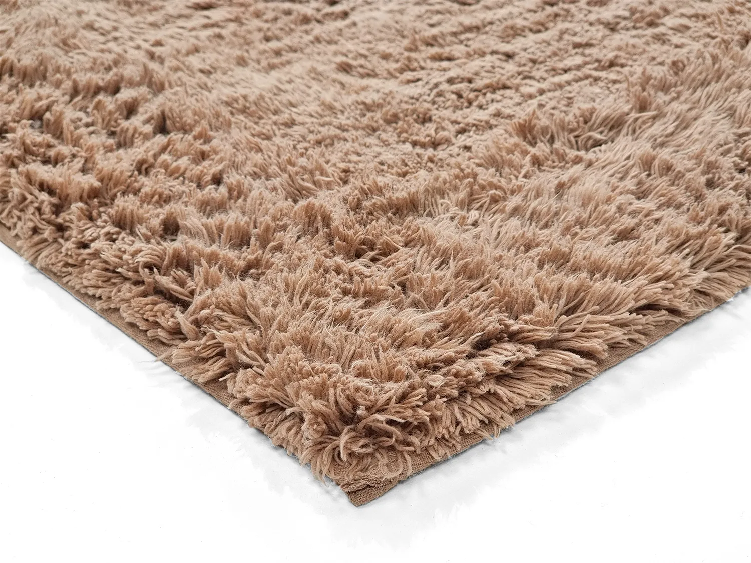 Hoogpolig vloerkleed - Ebba Natural Cotton Shaggy (bruin)