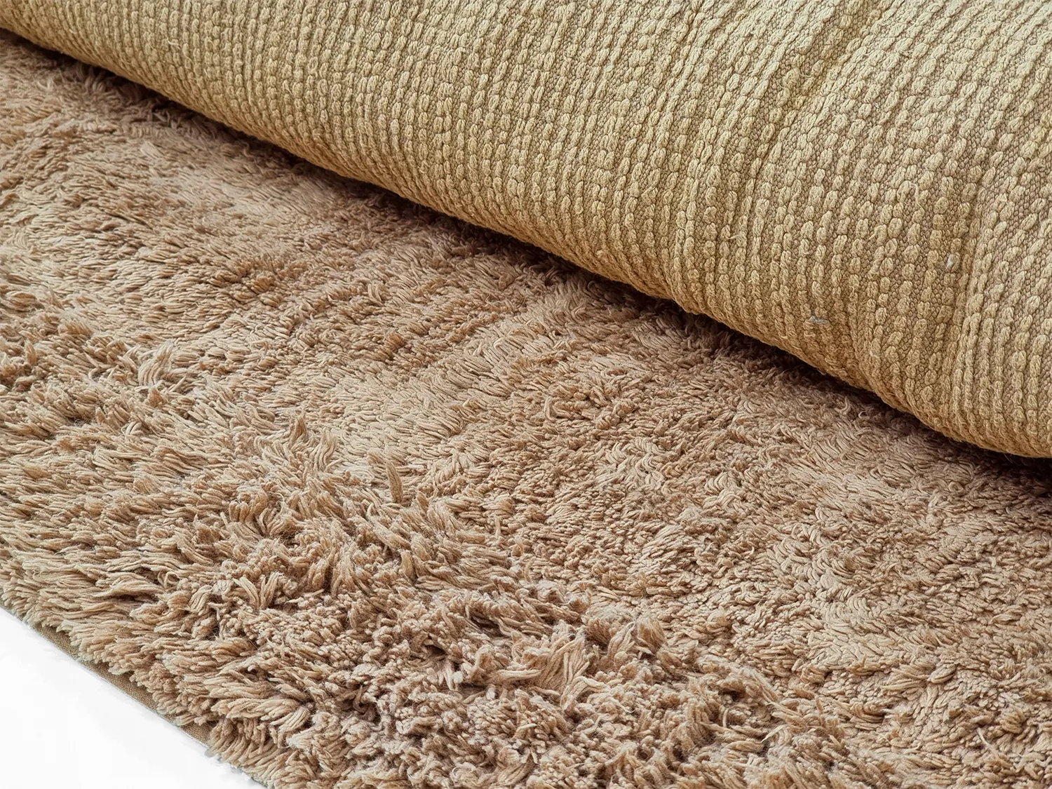 Hoogpolig vloerkleed - Ebba Natural Cotton Shaggy (bruin)