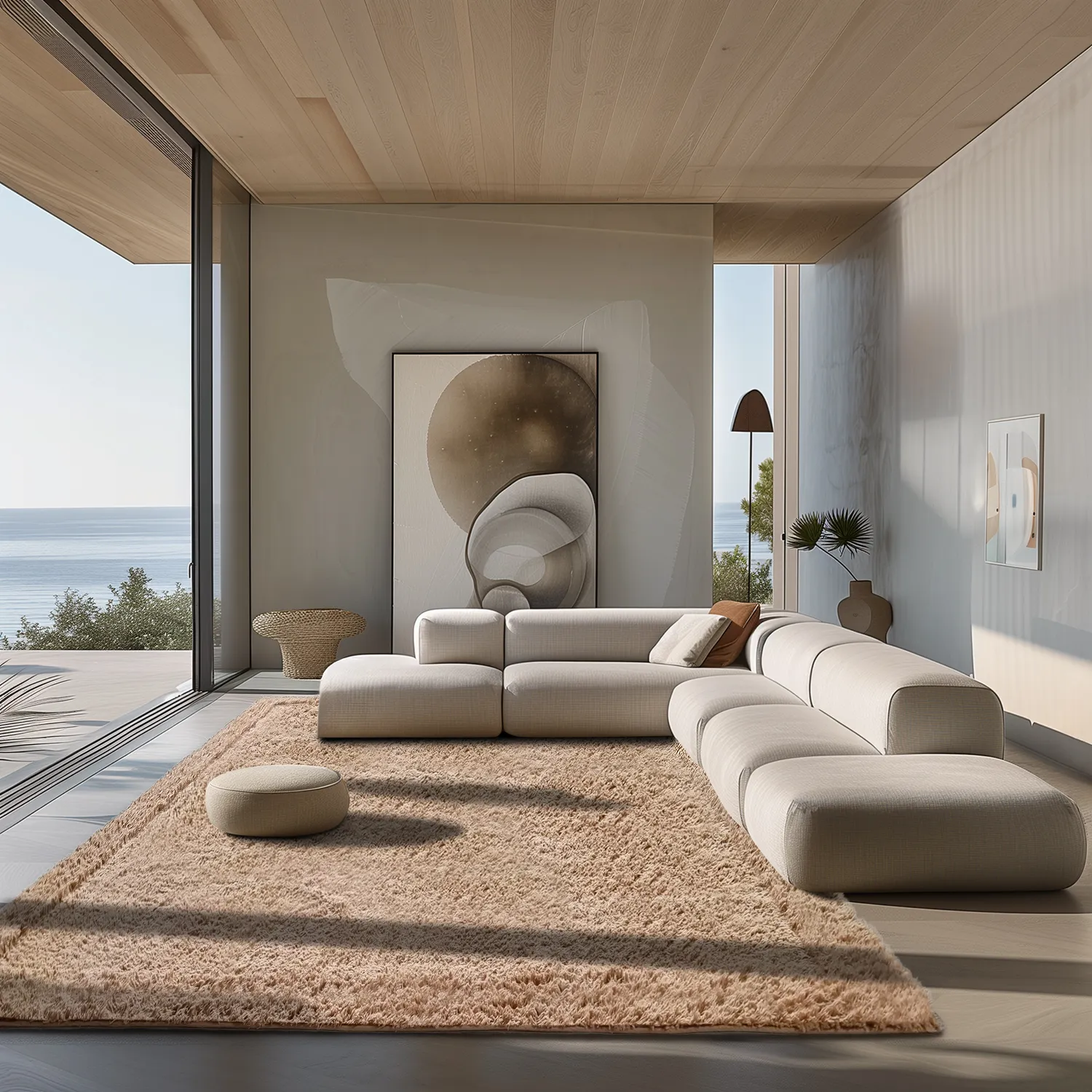 Hoogpolig vloerkleed - Ebba Natural Cotton Shaggy (bruin)