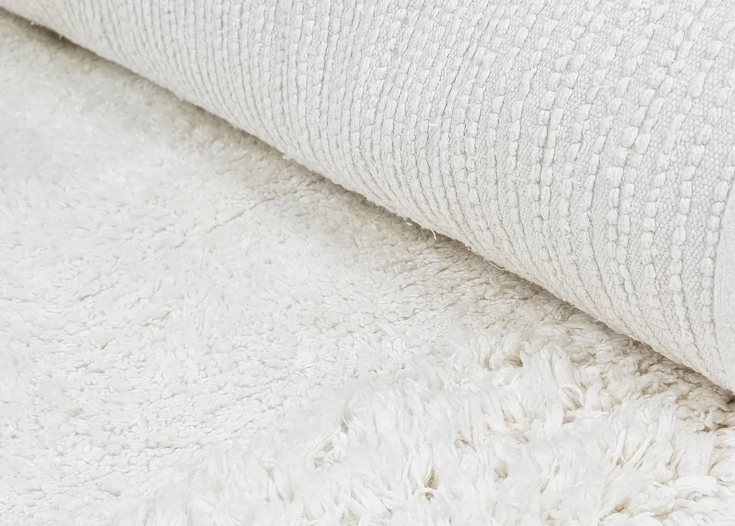 Ronde vloerkleden - Ebba Natural Cotton Shaggy (offwhite)