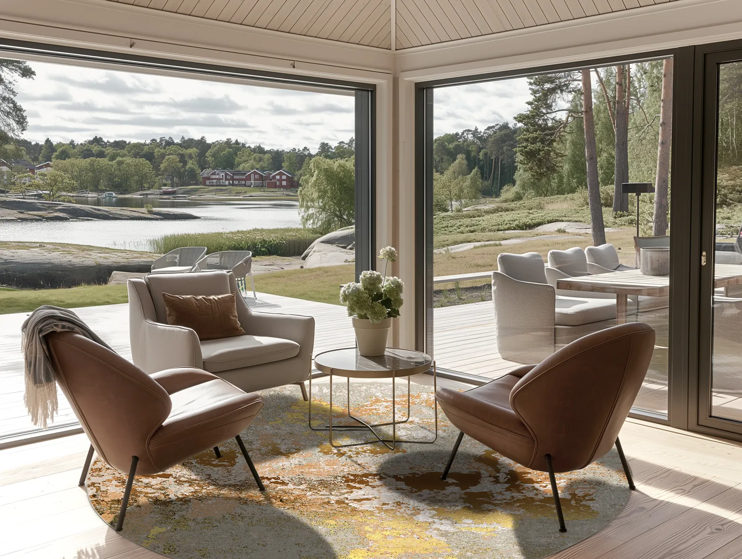 Rond vloerkleed - Elena (beige/goud)