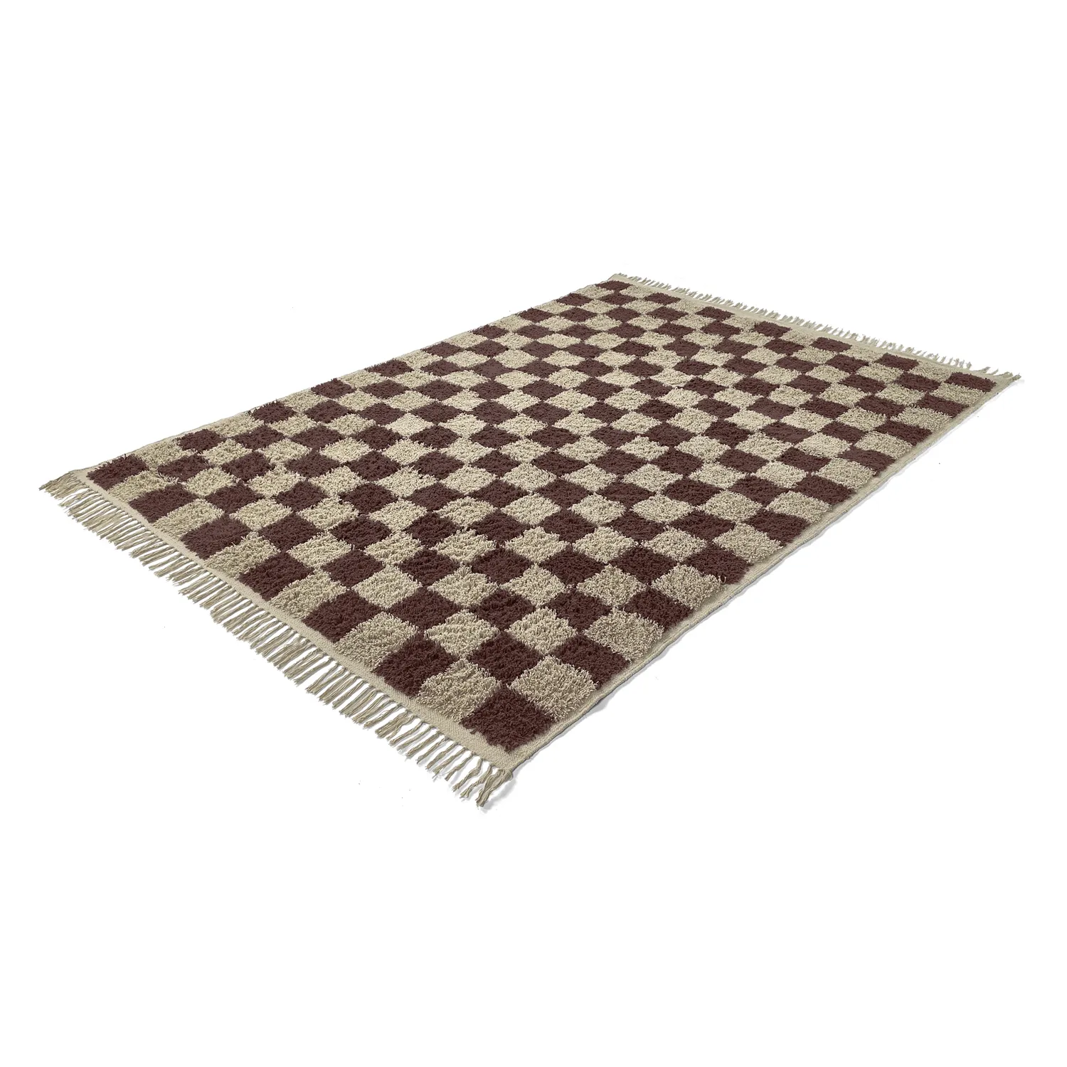 Hoogpolig vloerkleed - Elsey Natural Cotton Shaggy (beige/bruin)