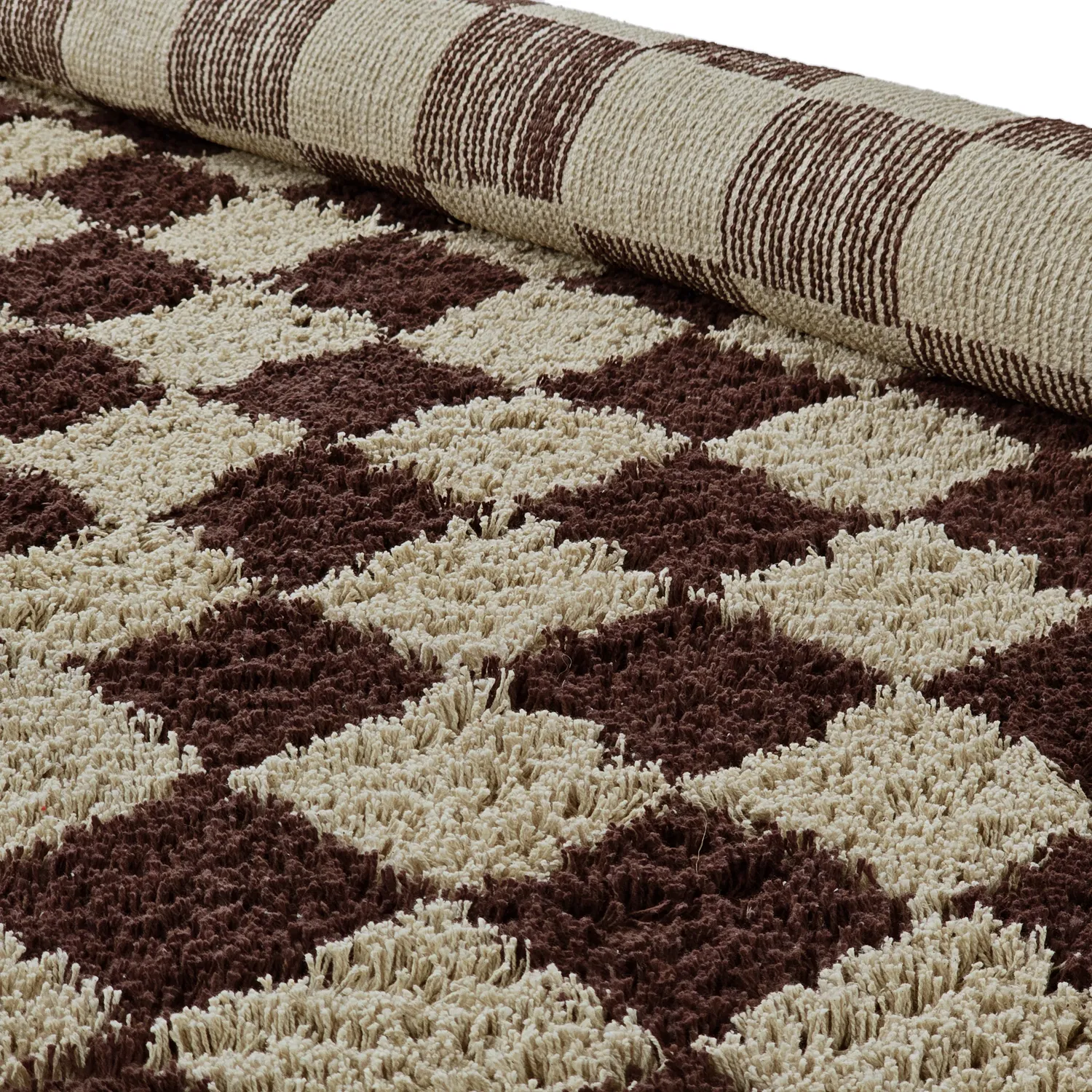 Hoogpolig vloerkleed - Elsey Natural Cotton Shaggy (beige/bruin)