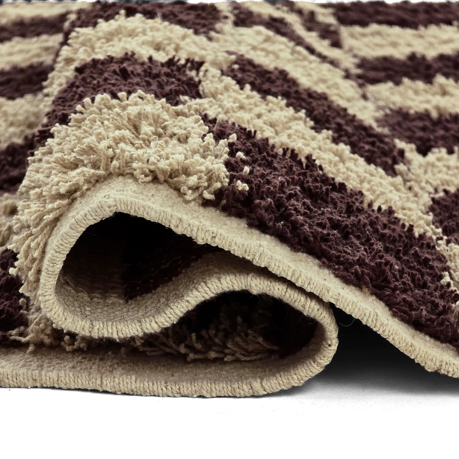 Hoogpolig vloerkleed - Elsey Natural Cotton Shaggy (beige/bruin)