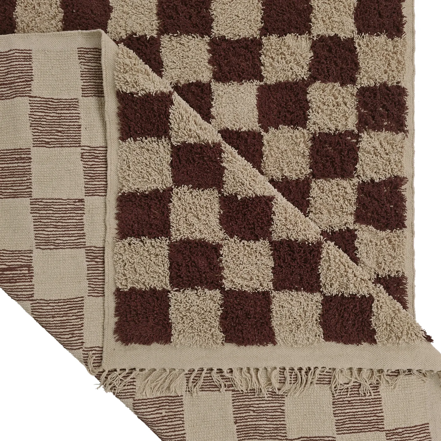 Hoogpolig vloerkleed - Elsey Natural Cotton Shaggy (beige/bruin)