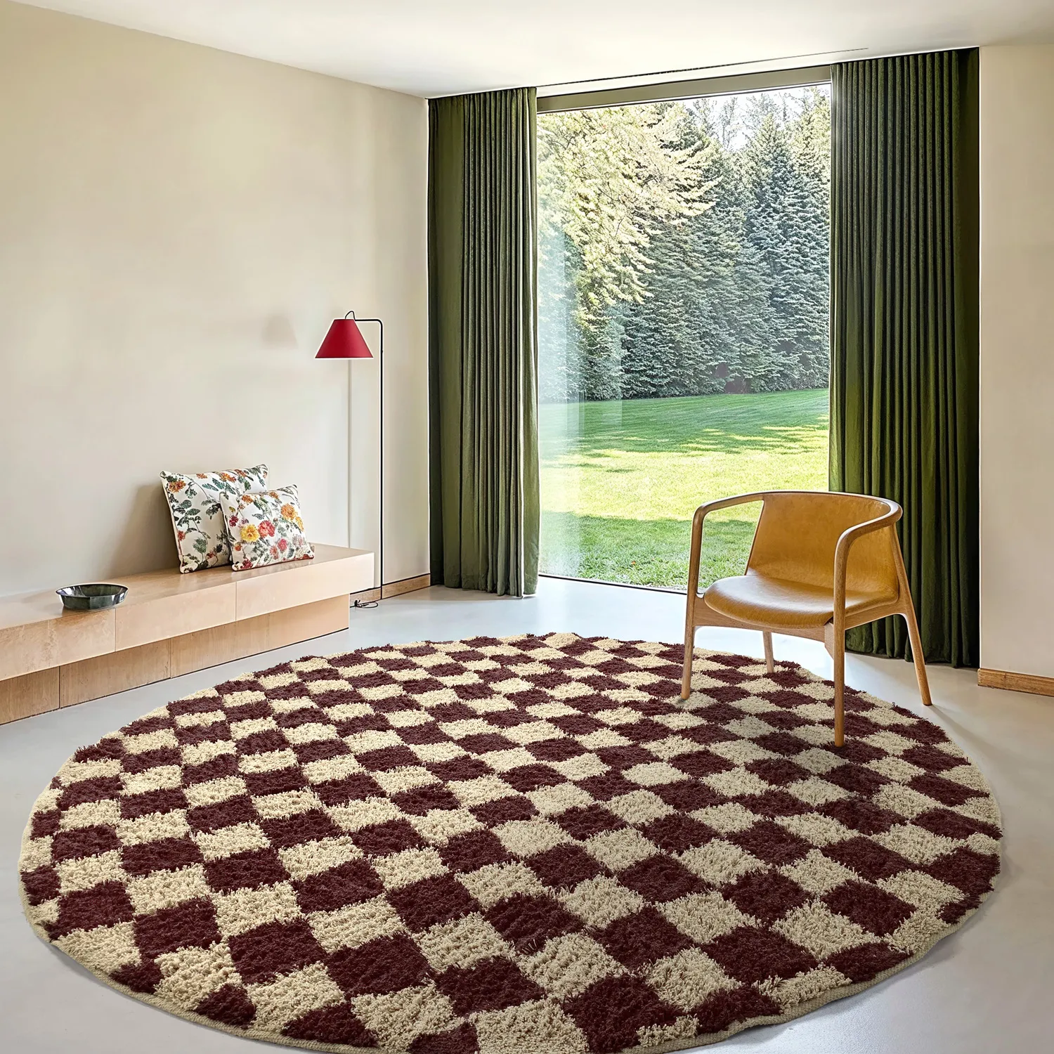 Ronde vloerkleden - Elsey Natural Cotton Shaggy (beige/bruin)