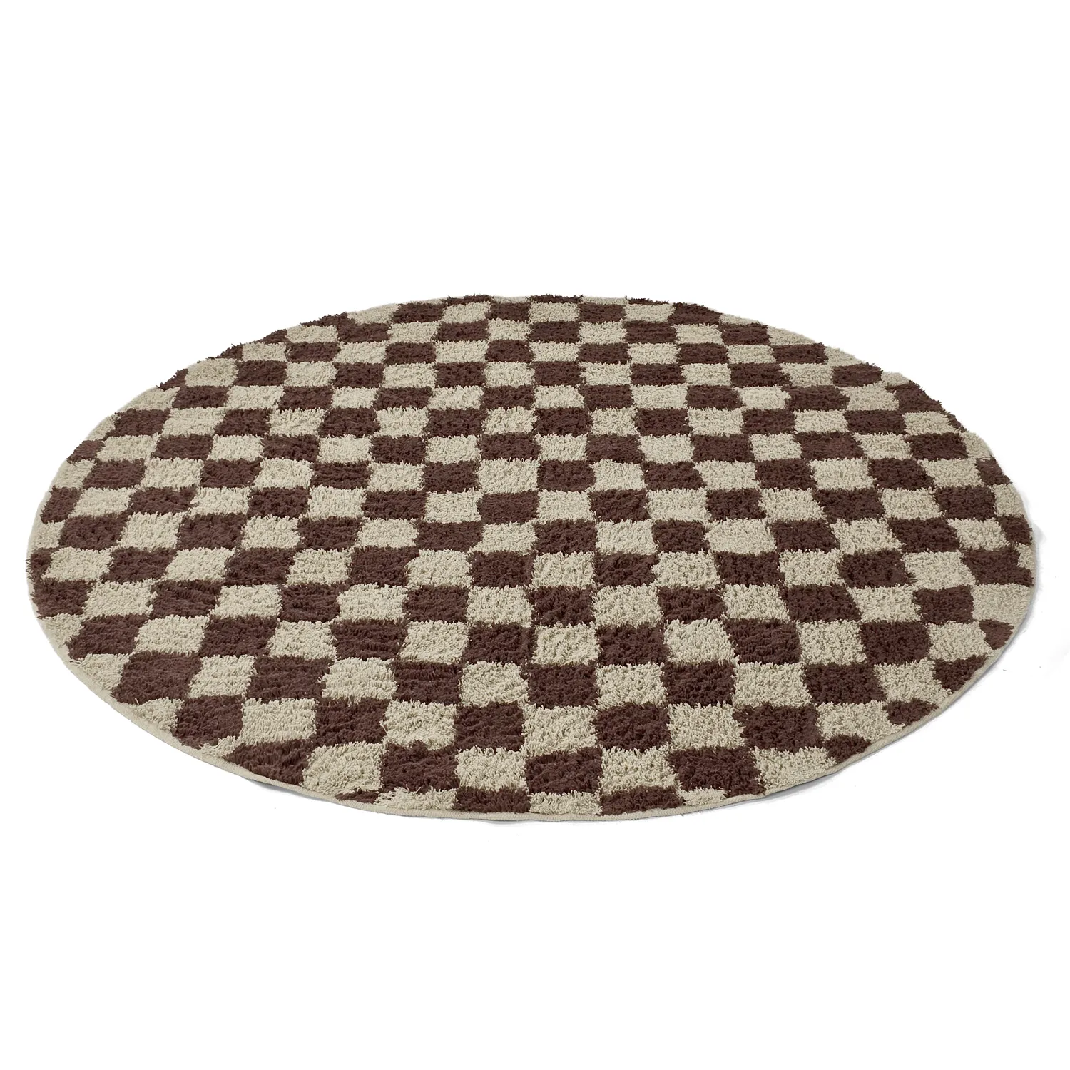 Ronde vloerkleden - Elsey Natural Cotton Shaggy (beige/bruin)