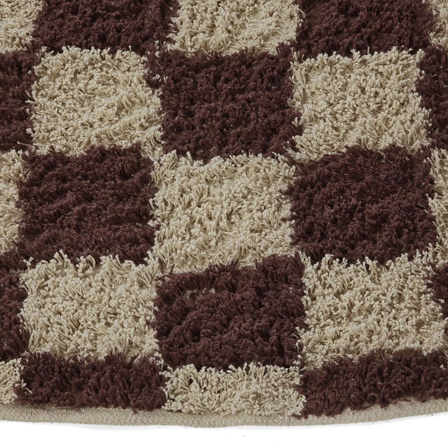 Ronde vloerkleden - Elsey Natural Cotton Shaggy (beige/bruin)