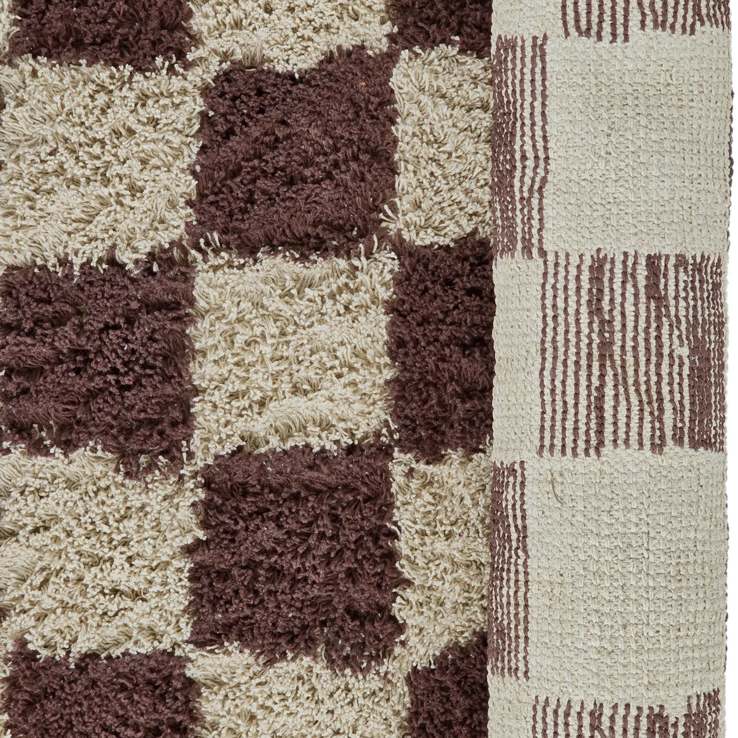 Ronde vloerkleden - Elsey Natural Cotton Shaggy (beige/bruin)