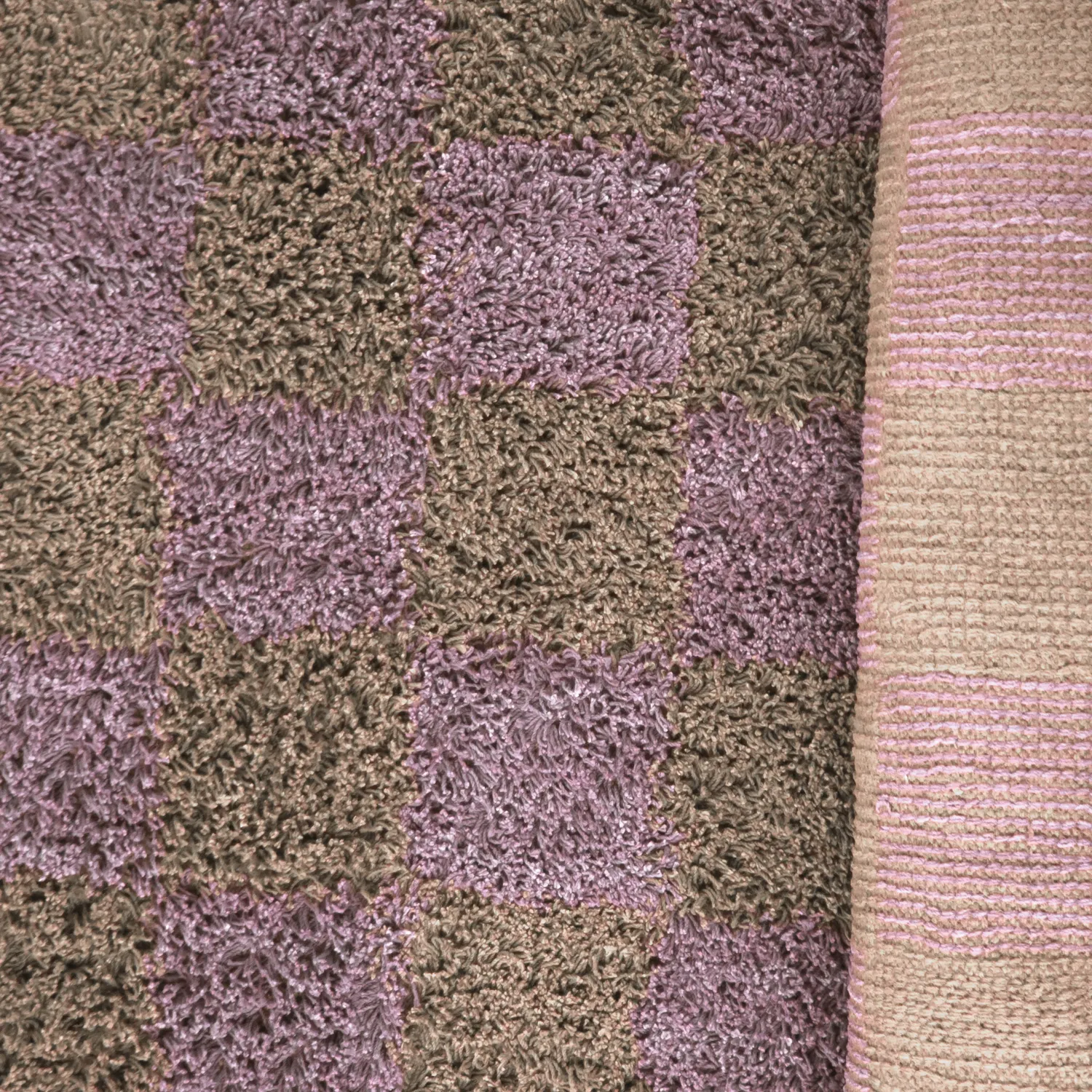 Hoogpolig vloerkleed - Elsey Natural Cotton Shaggy (bruin/paars)