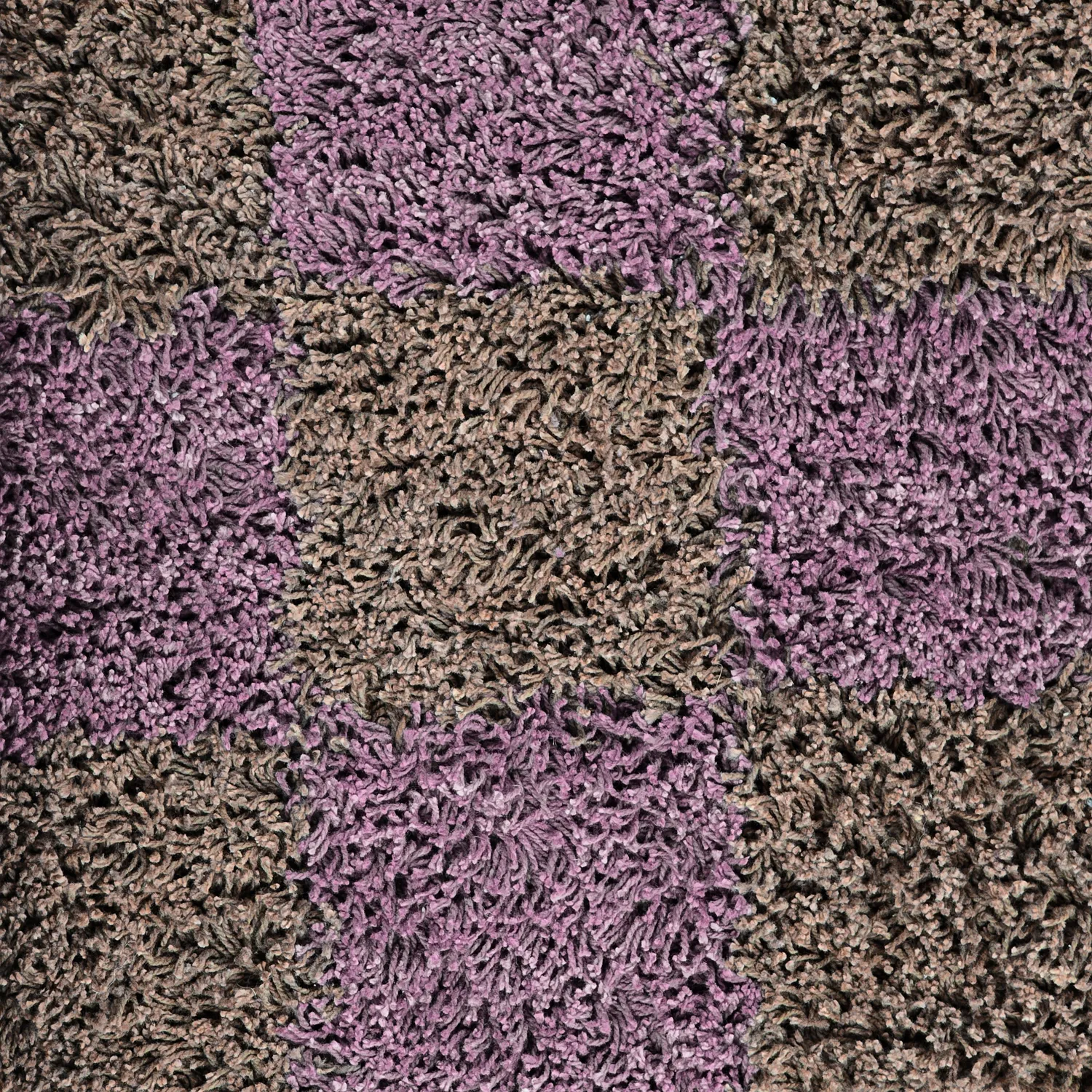 Hoogpolig vloerkleed - Elsey Natural Cotton Shaggy (bruin/paars)