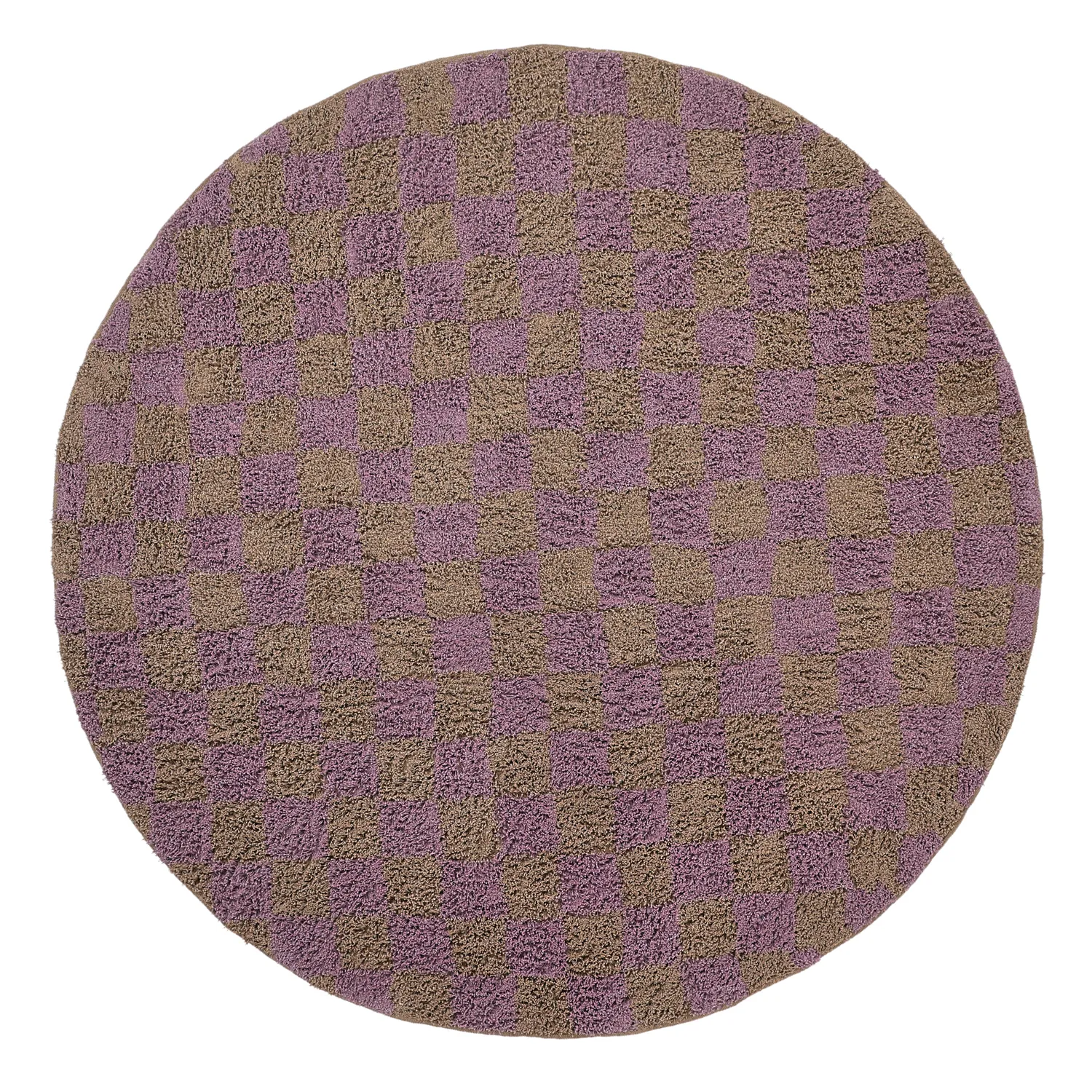 Ronde vloerkleden - Elsey Natural Cotton Shaggy (bruin/paars)