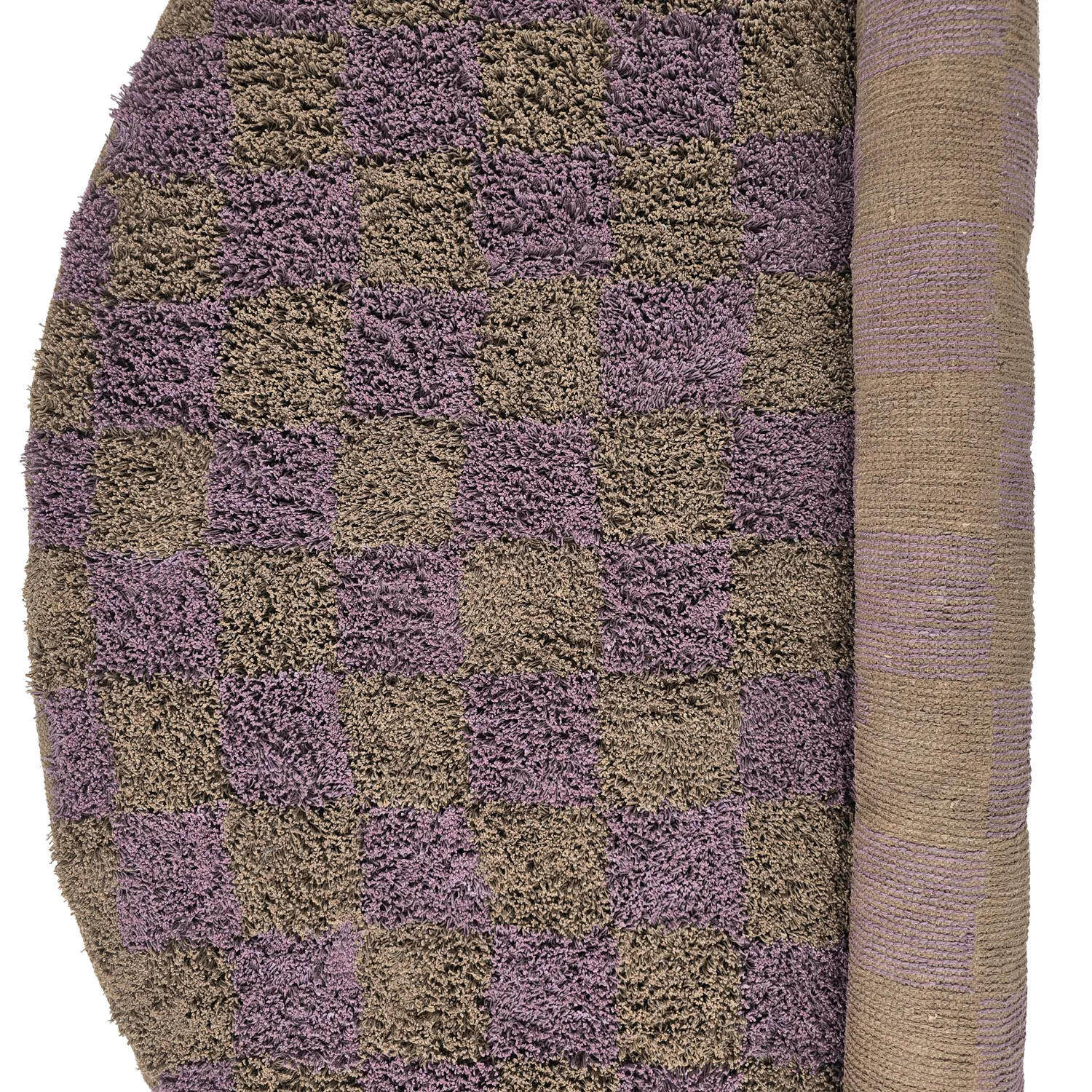 Ronde vloerkleden - Elsey Natural Cotton Shaggy (bruin/paars)