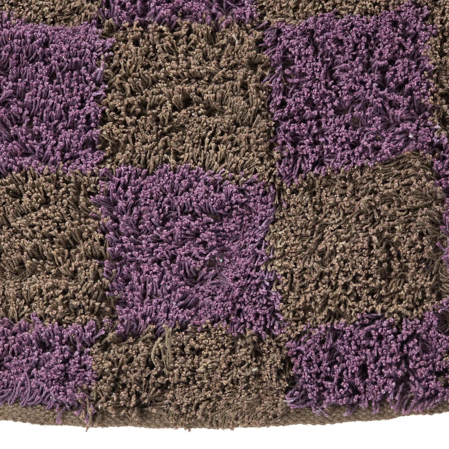 Ronde vloerkleden - Elsey Natural Cotton Shaggy (bruin/paars)