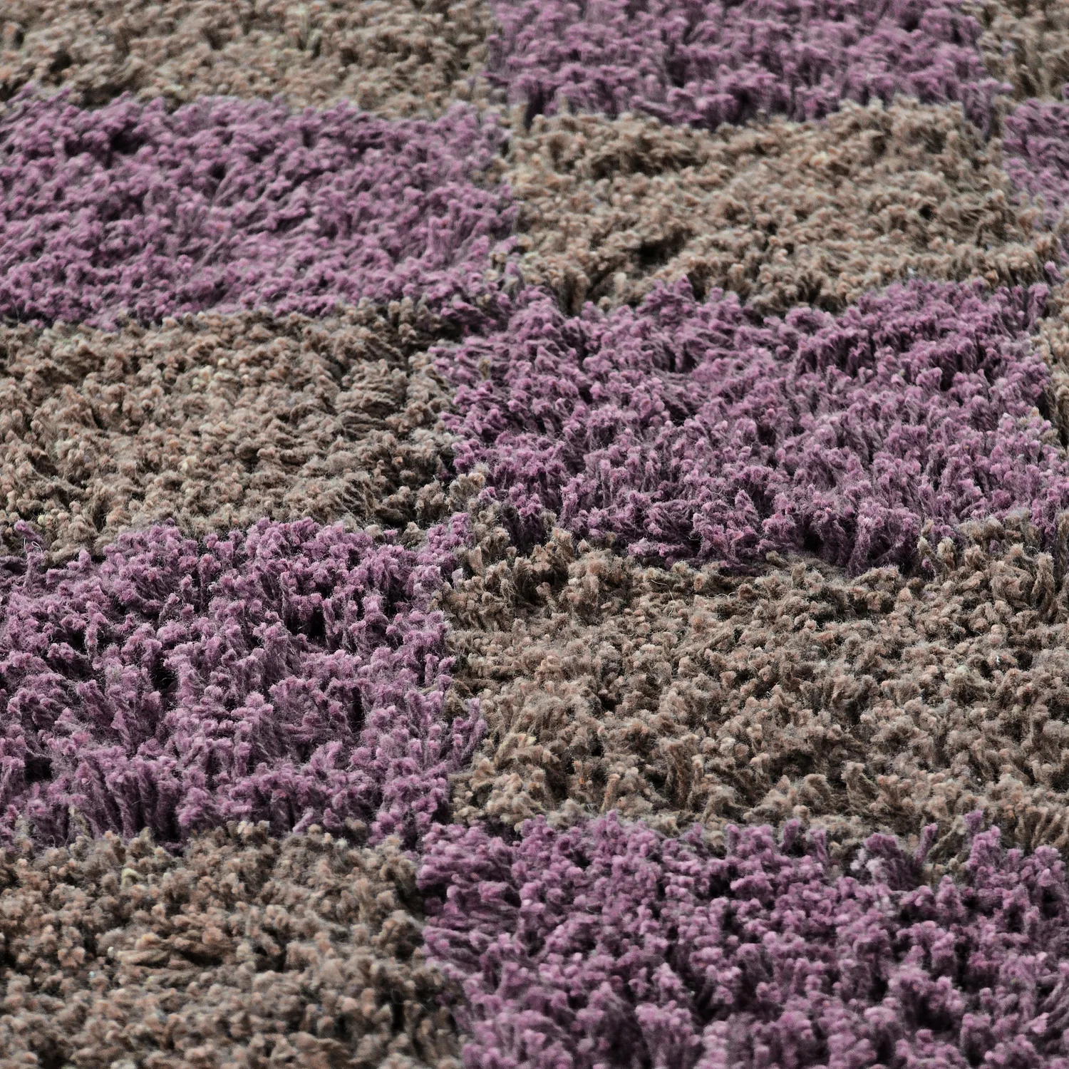 Ronde vloerkleden - Elsey Natural Cotton Shaggy (bruin/paars)