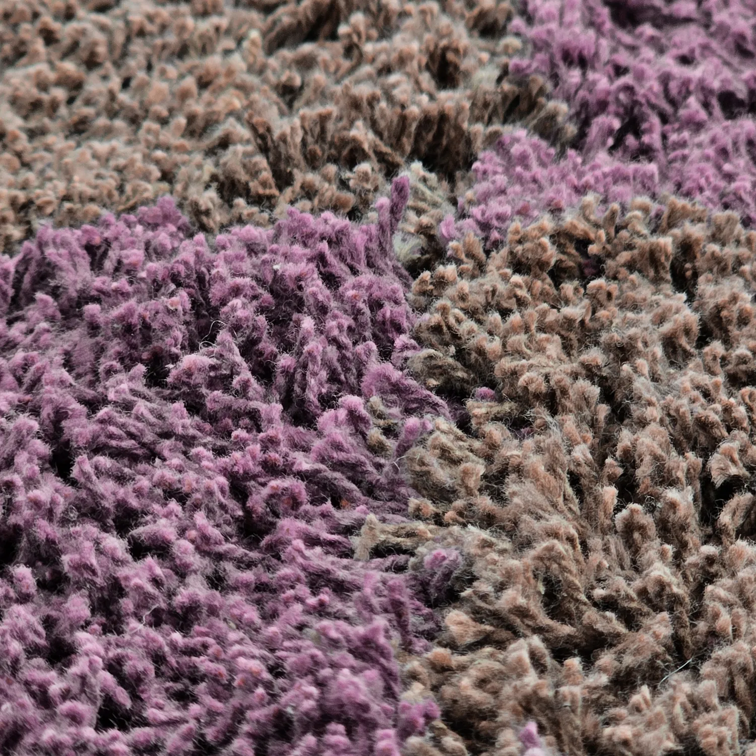 Ronde vloerkleden - Elsey Natural Cotton Shaggy (bruin/paars)