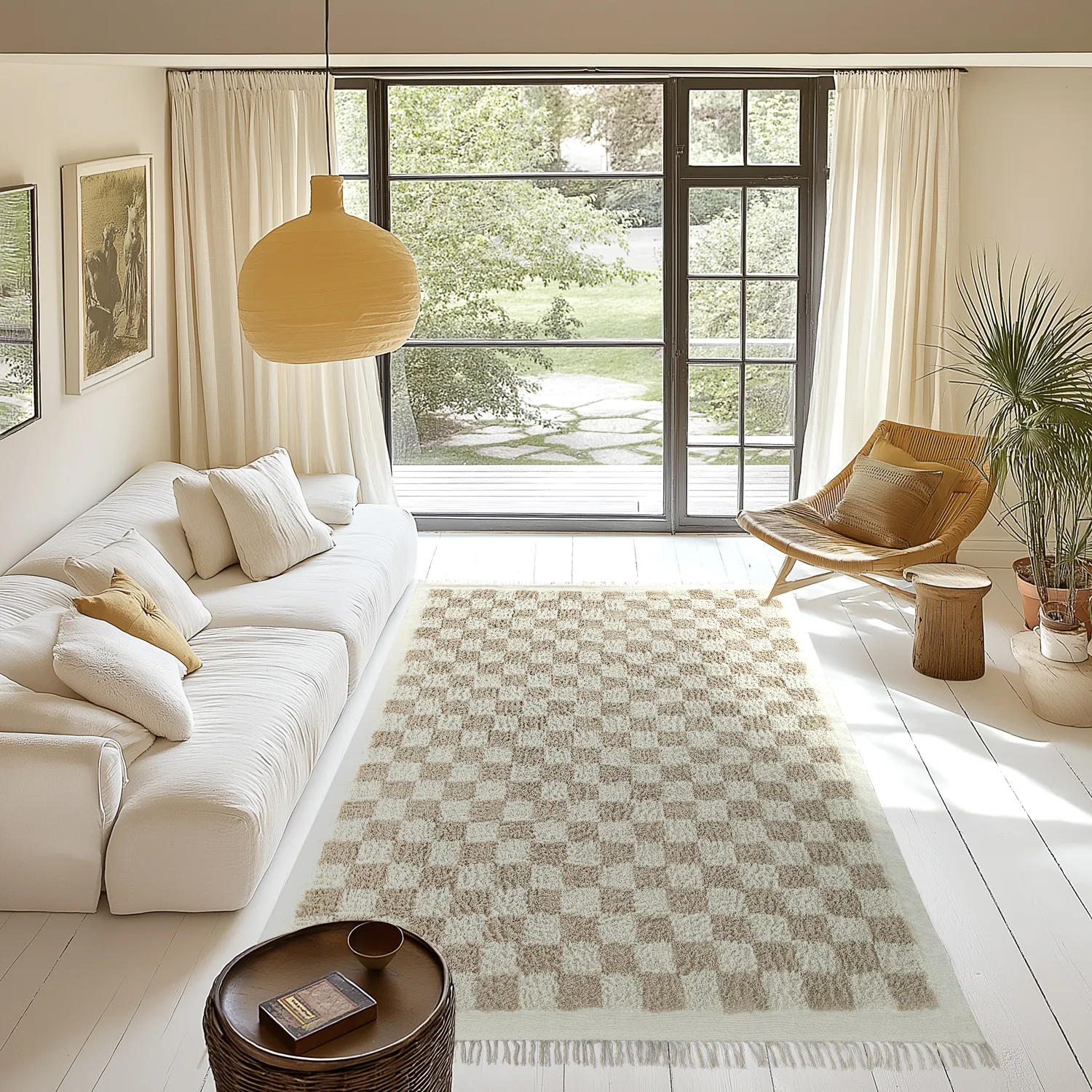 Hoogpolig vloerkleed - Elsey Natural Cotton Shaggy (crème/zand)