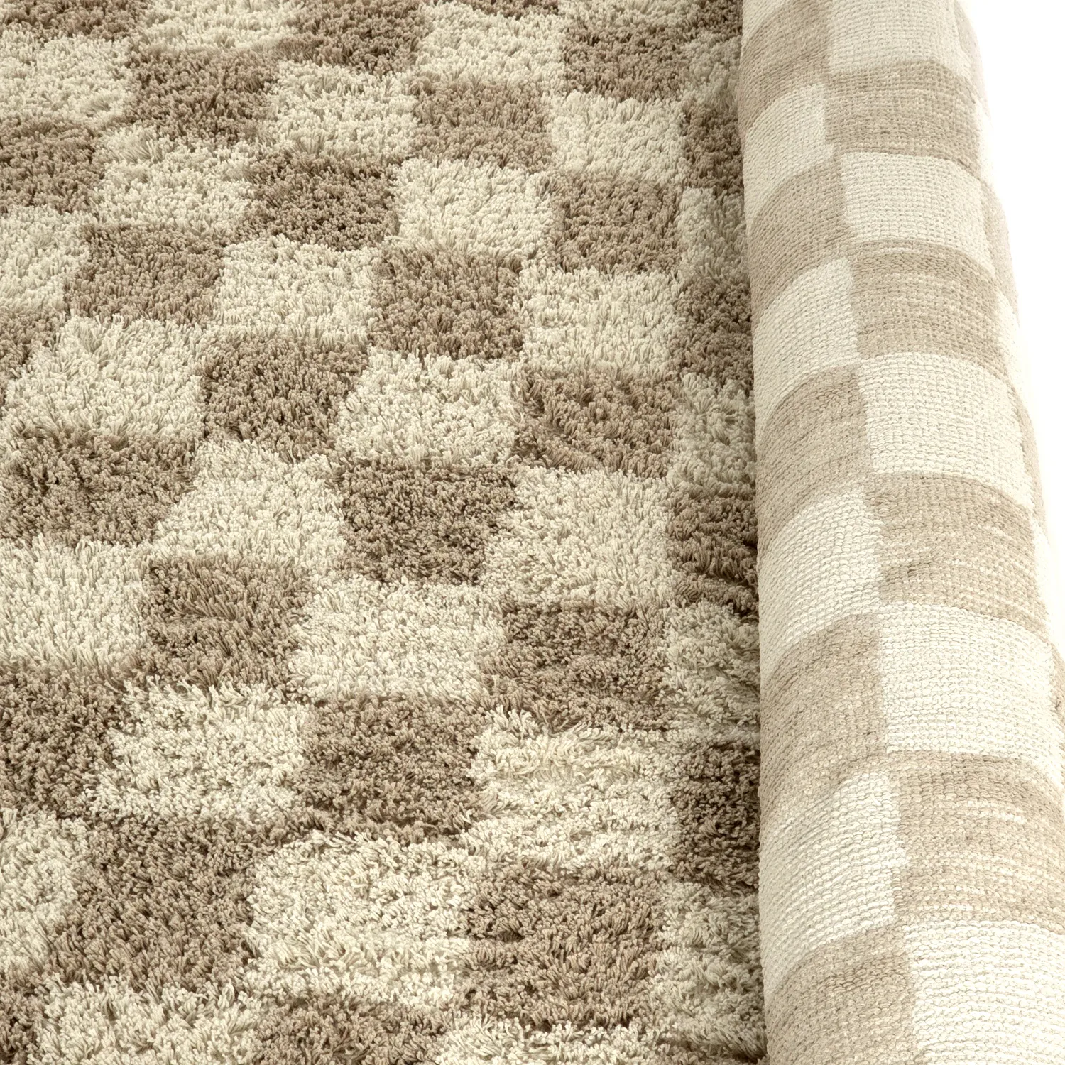 Hoogpolig vloerkleed - Elsey Natural Cotton Shaggy (crème/zand)