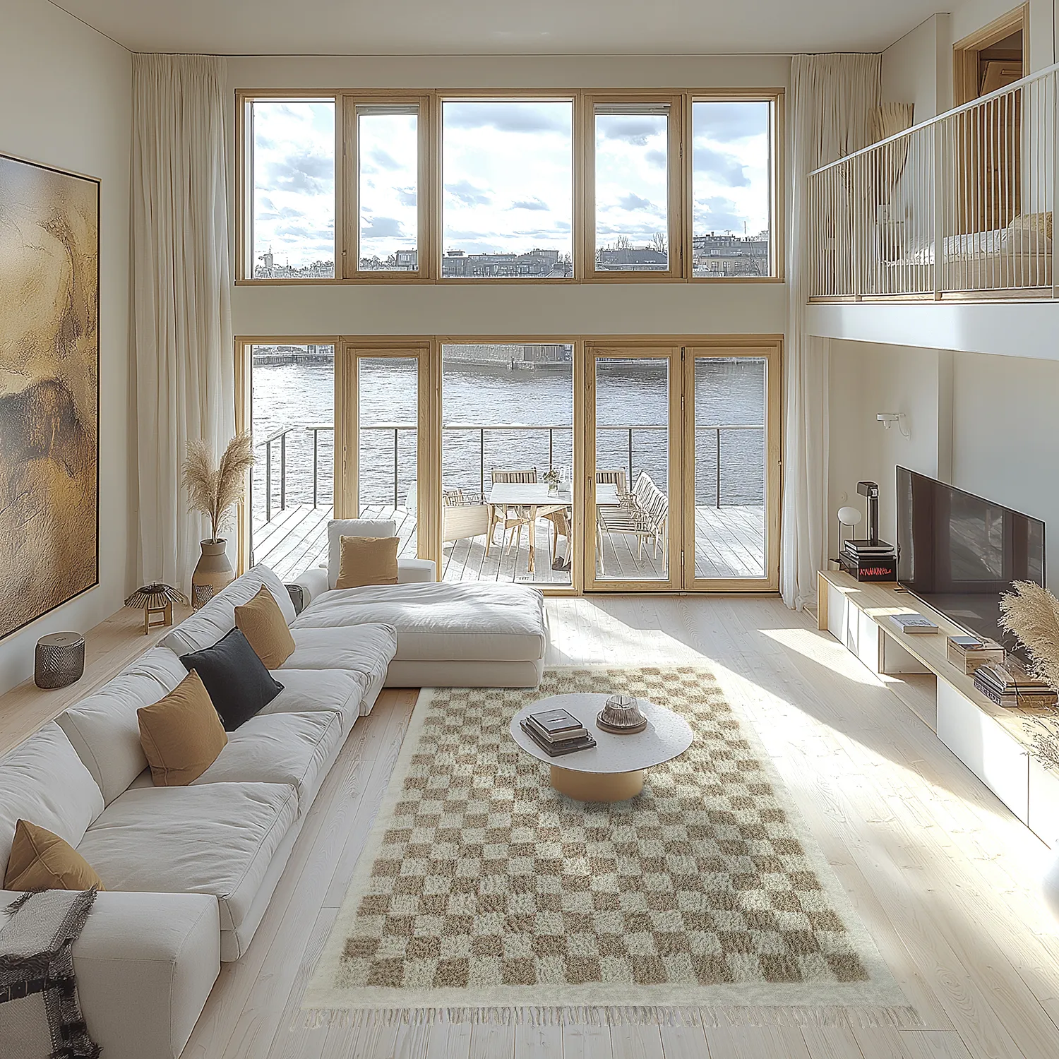 Hoogpolig vloerkleed - Elsey Natural Cotton Shaggy (crème/zand)