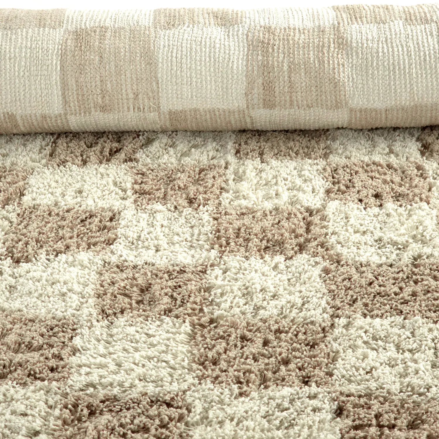 Hoogpolig vloerkleed - Elsey Natural Cotton Shaggy (crème/zand)