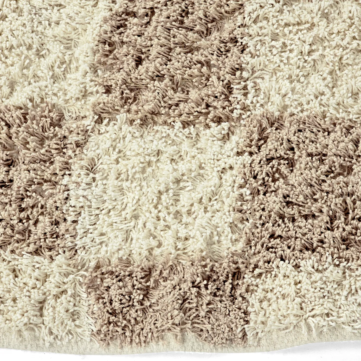 Ronde vloerkleden - Elsey Natural Cotton Shaggy (crème/zand)