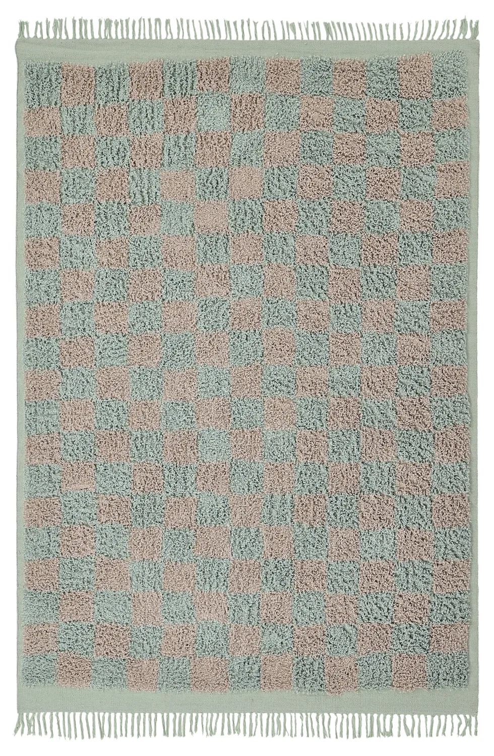 Hoogpolig vloerkleed - Elsey Natural Cotton Shaggy (grijs/roze)