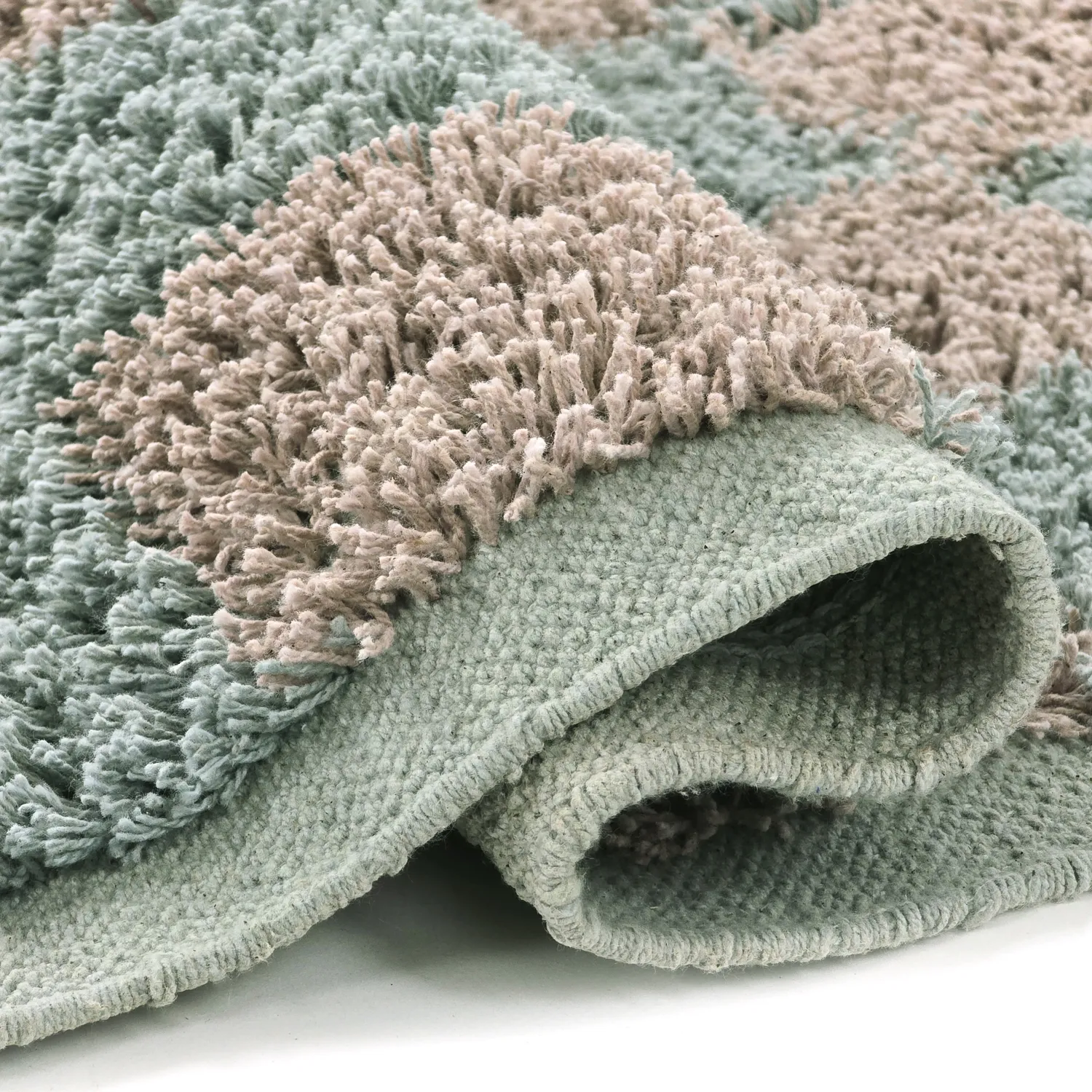 Hoogpolig vloerkleed - Elsey Natural Cotton Shaggy (grijs/roze)