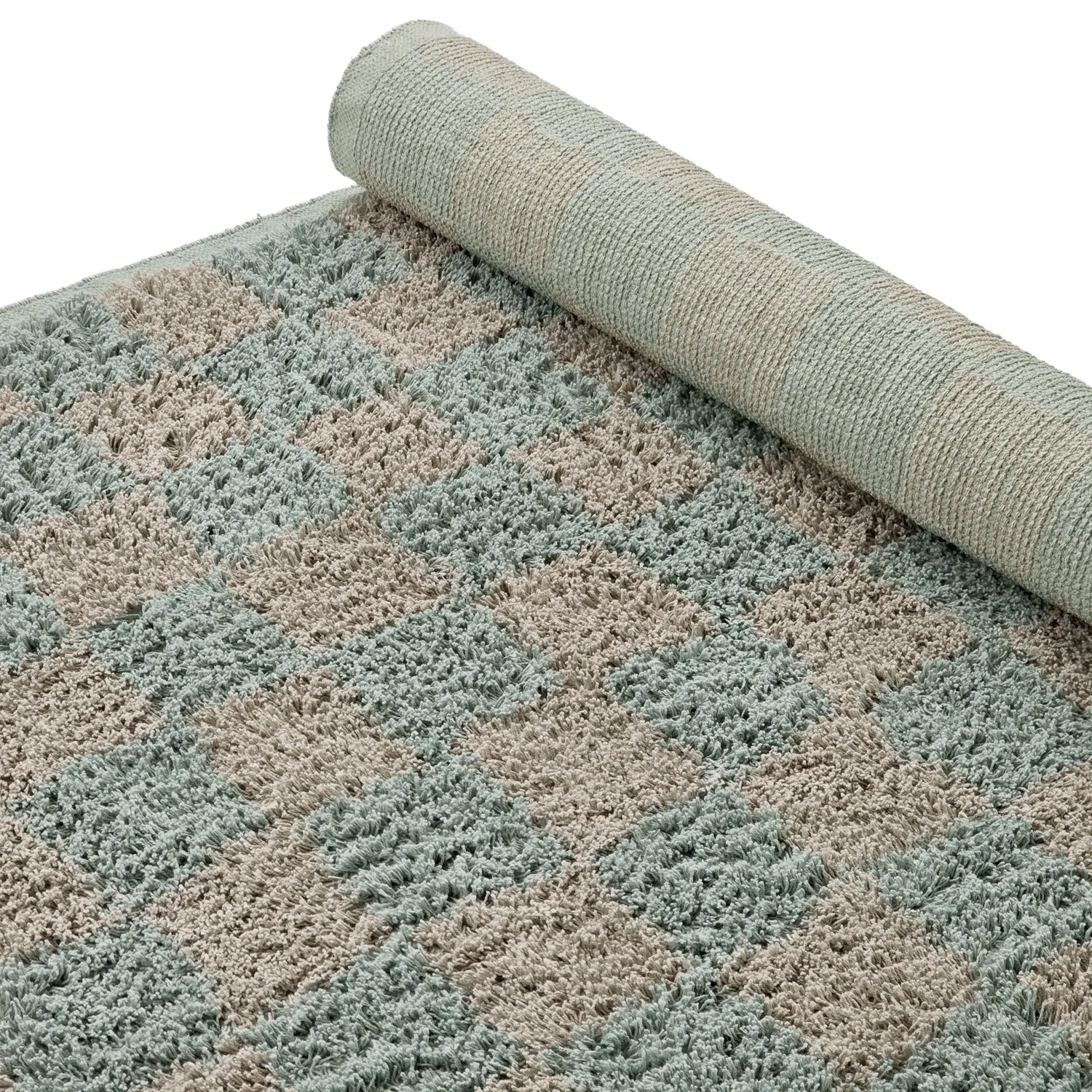 Hoogpolig vloerkleed - Elsey Natural Cotton Shaggy (grijs/roze)