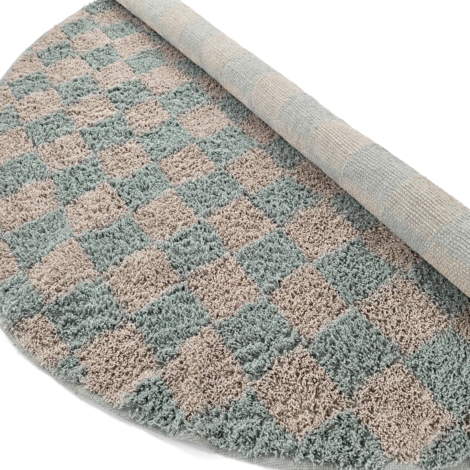 Ronde vloerkleden - Elsey Natural Cotton Shaggy (grijs/roze)