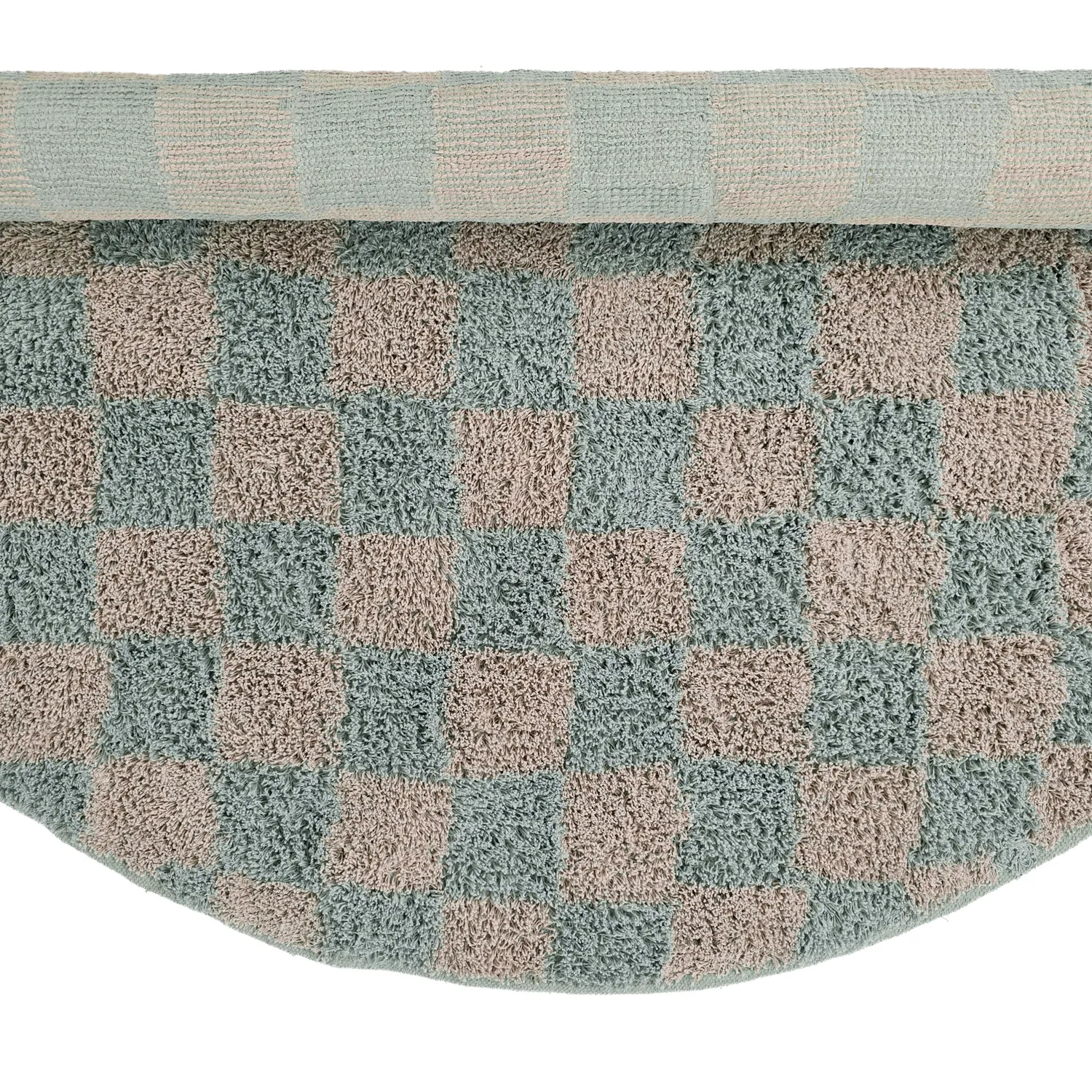 Ronde vloerkleden - Elsey Natural Cotton Shaggy (grijs/roze)