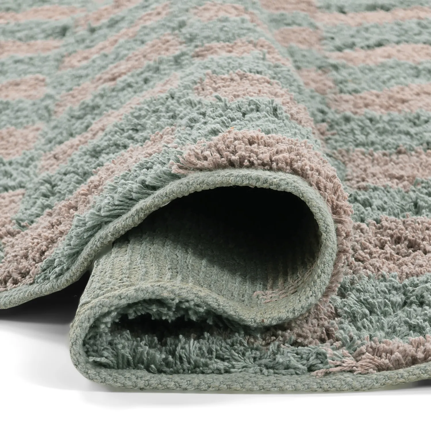 Ronde vloerkleden - Elsey Natural Cotton Shaggy (grijs/roze)