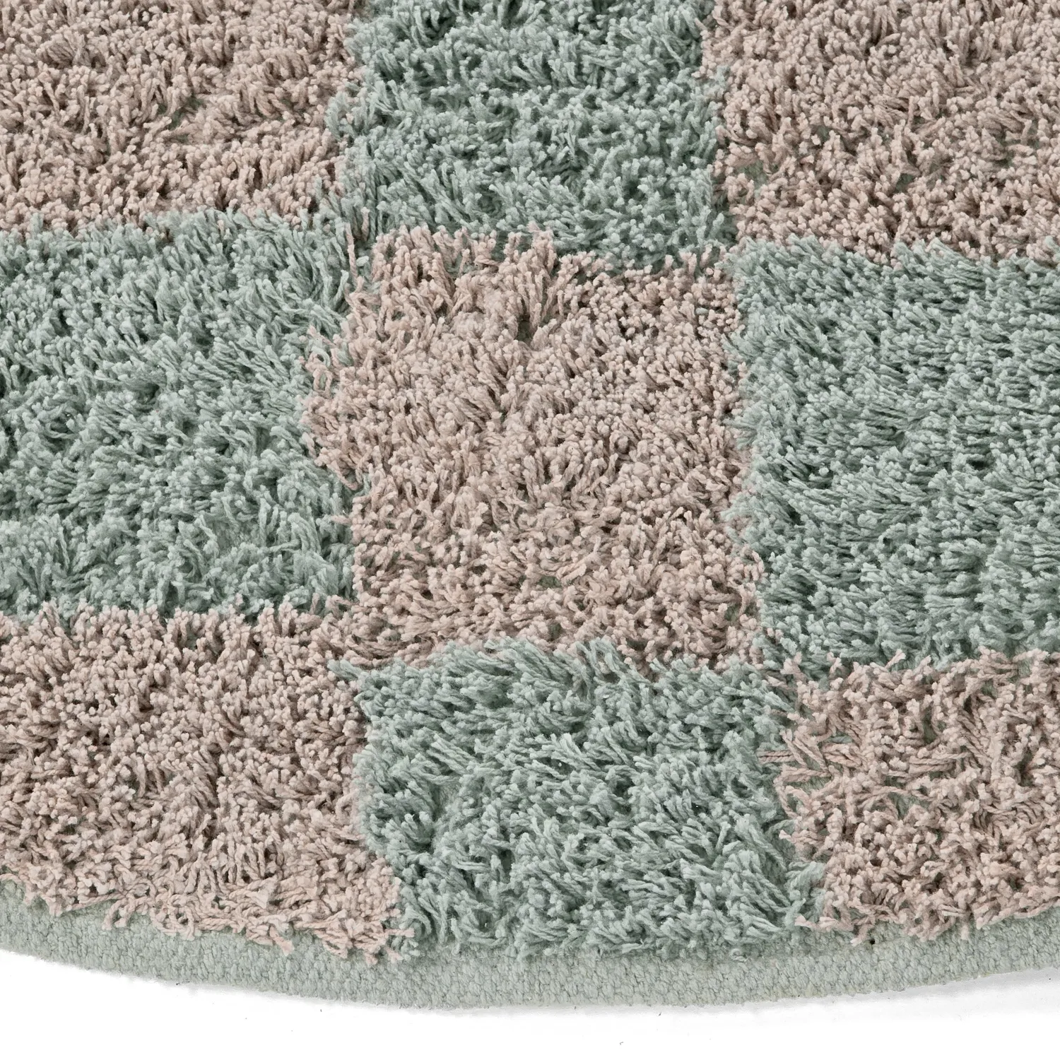 Ronde vloerkleden - Elsey Natural Cotton Shaggy (grijs/roze)