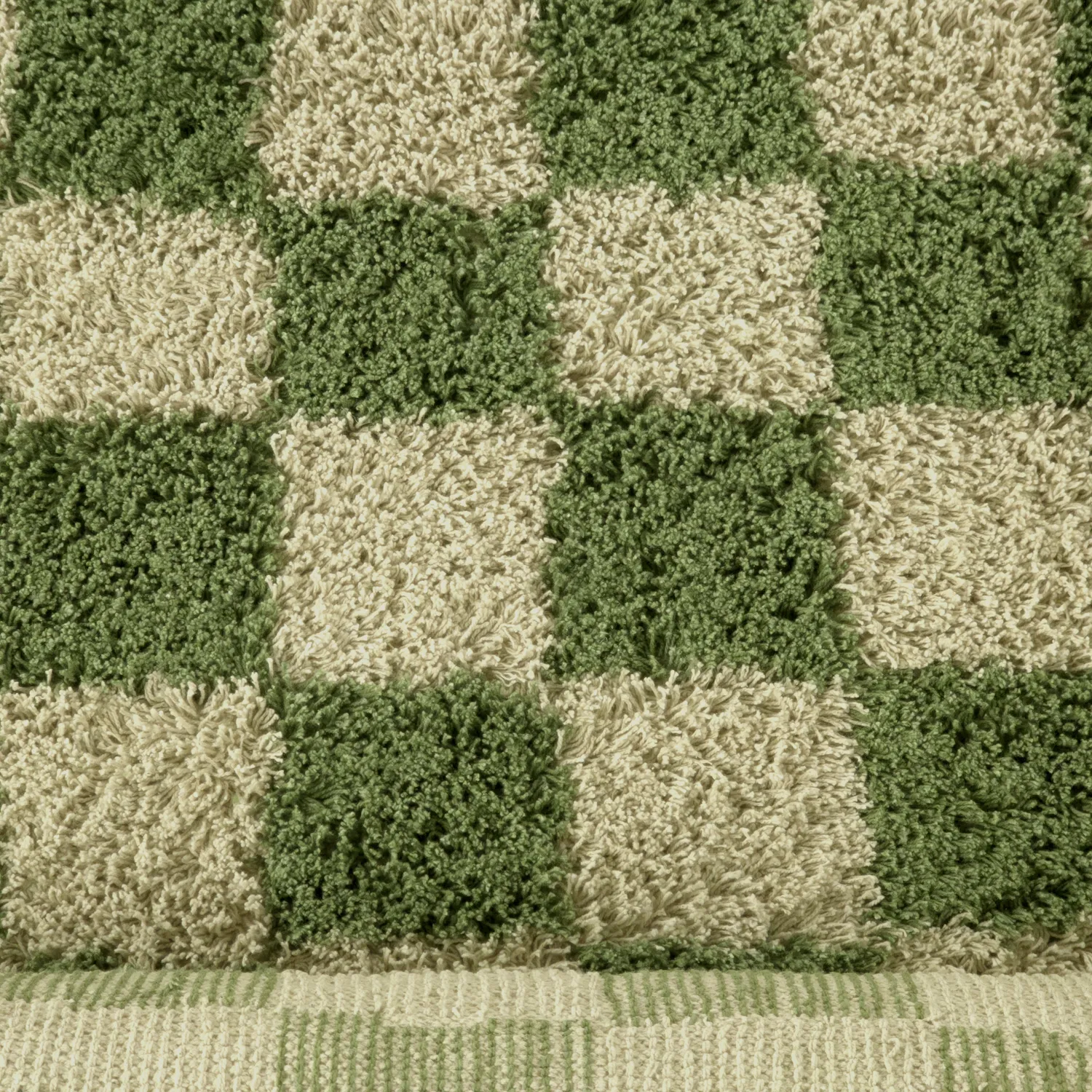 Hoogpolig vloerkleed - Elsey Natural Cotton Shaggy (groen/beige)