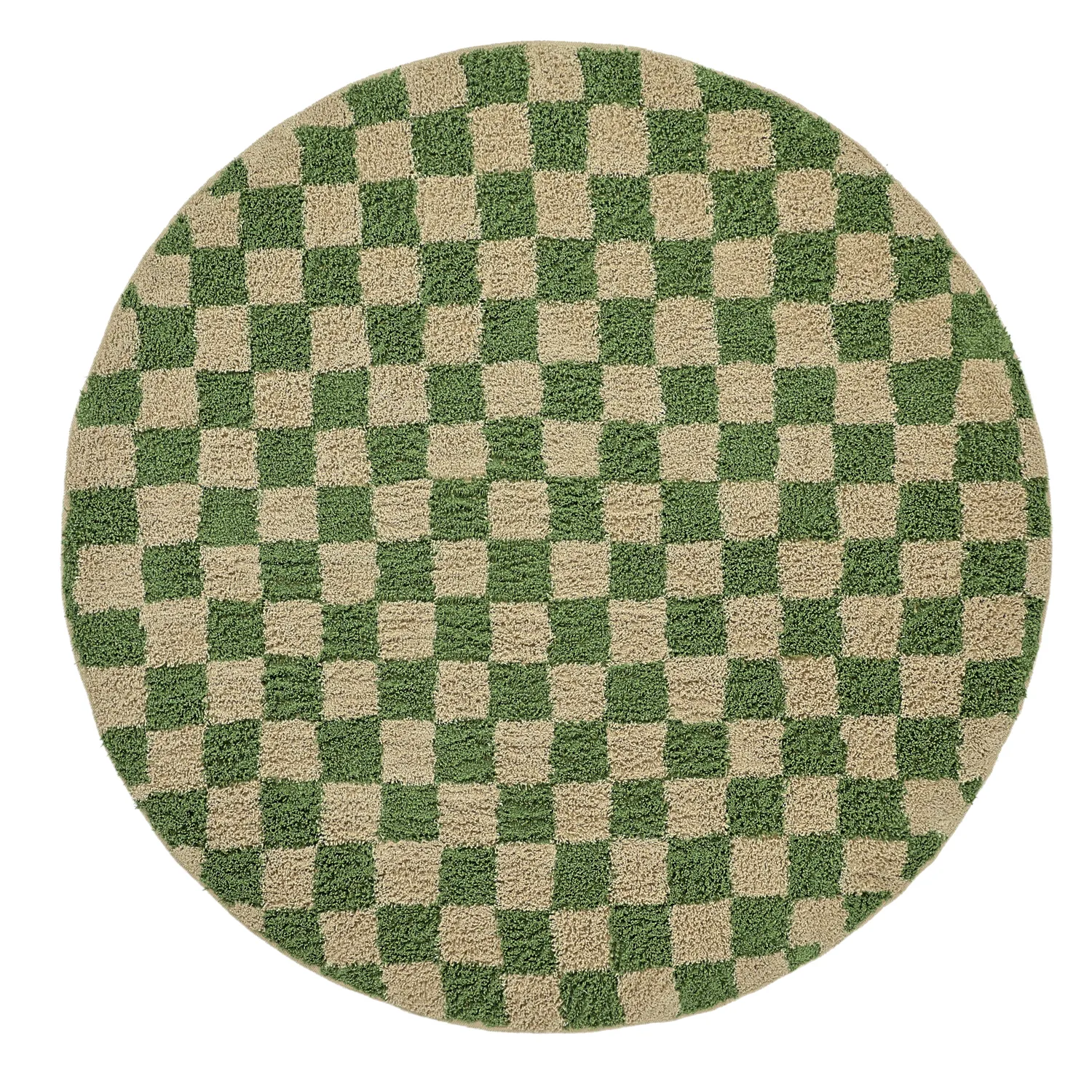 Ronde vloerkleden - Elsey Natural Cotton Shaggy (groen/beige)