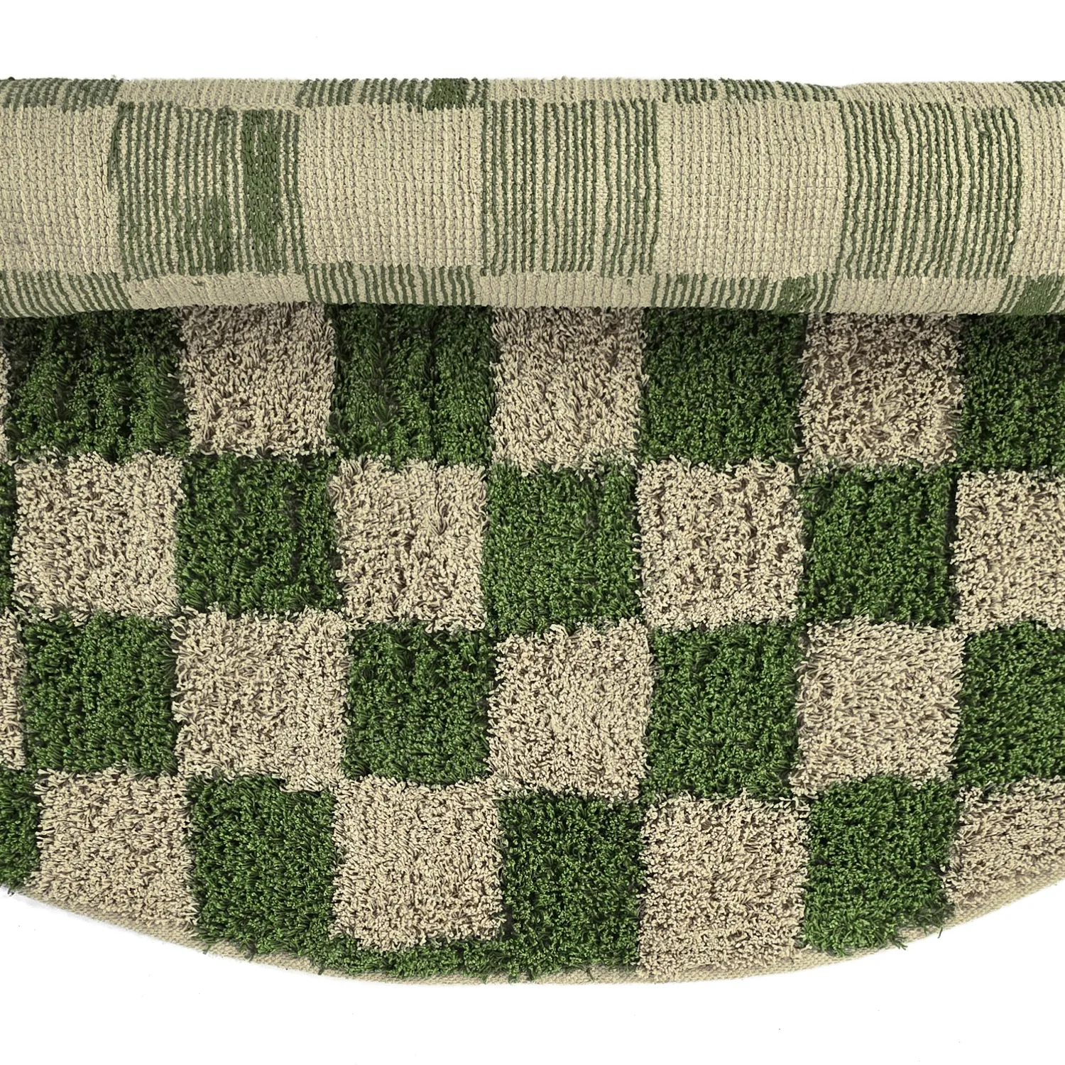 Ronde vloerkleden - Elsey Natural Cotton Shaggy (groen/beige)